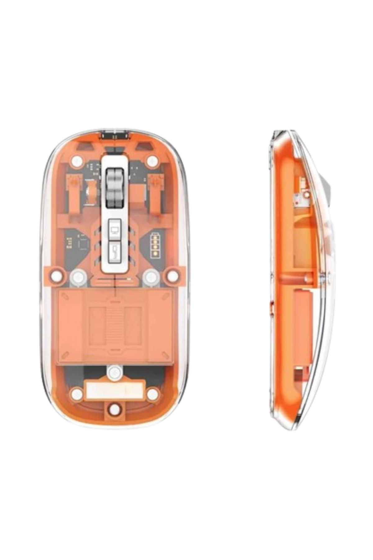 Bluetooth ve USB Destekli Kablosuz Şeffaf Mouse Sessiz Kullanım -