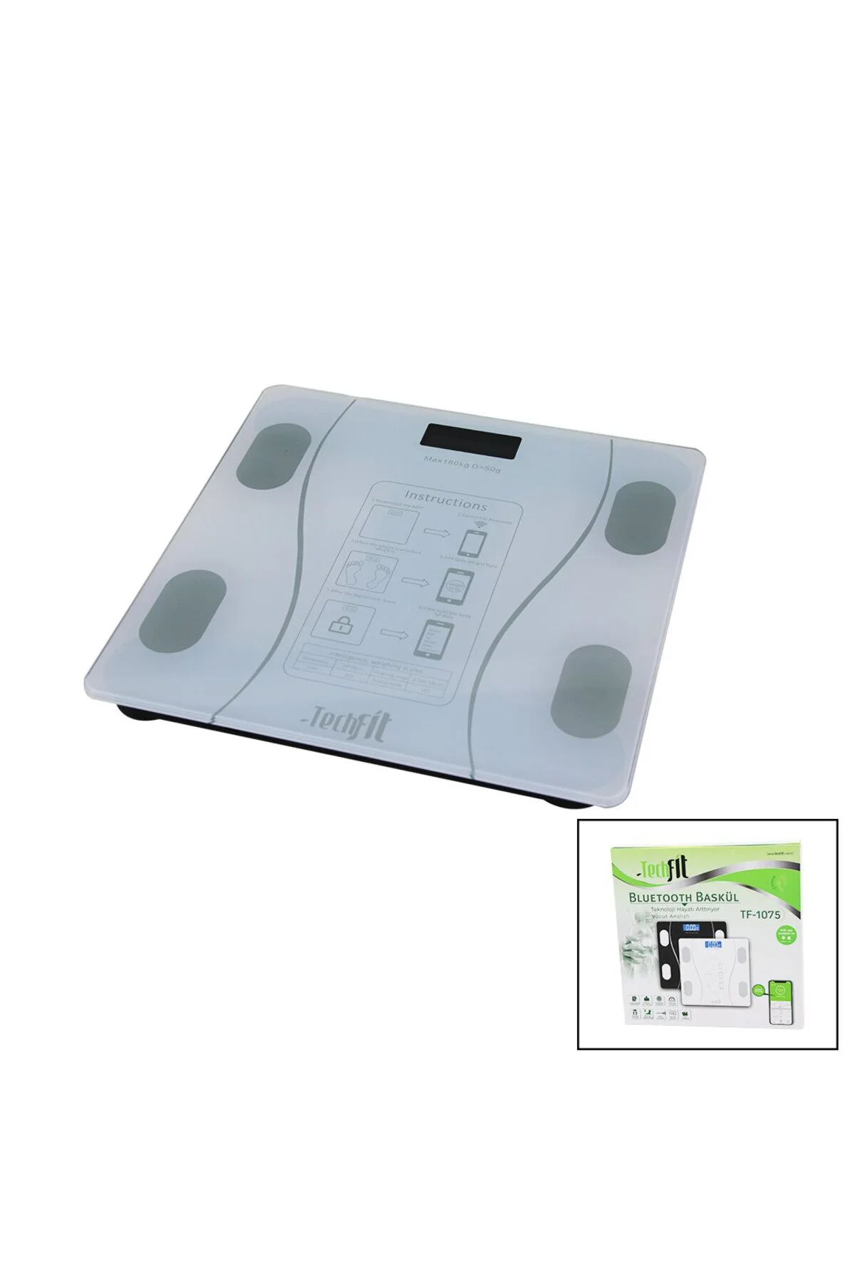 BLUETOOTH -VÜCUT ANALİZLİ DİJİTAL BASKÜL TERAZİ 180KG/50G YAĞ -SU