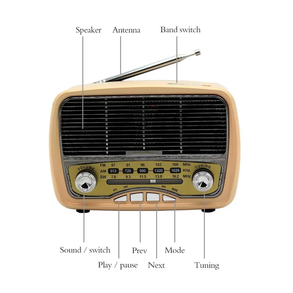 Bluetooth&amp;apos;lu Vintage Tasarımlı Nosataljik Radyo (4741)