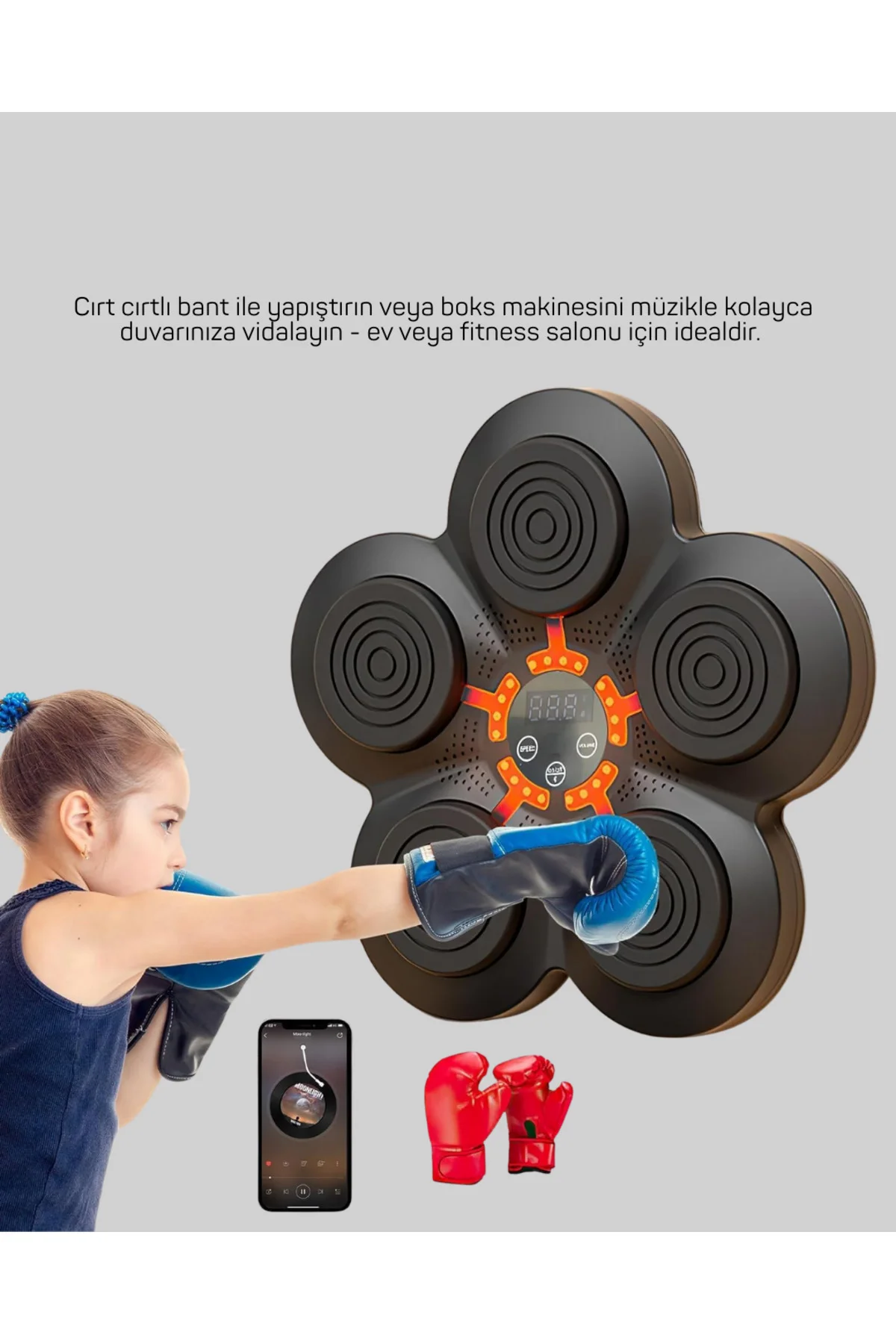 Bluetoothlu Akıllı Boks Antrenman Cihazı Işıklı Hedefli Kardiyo v