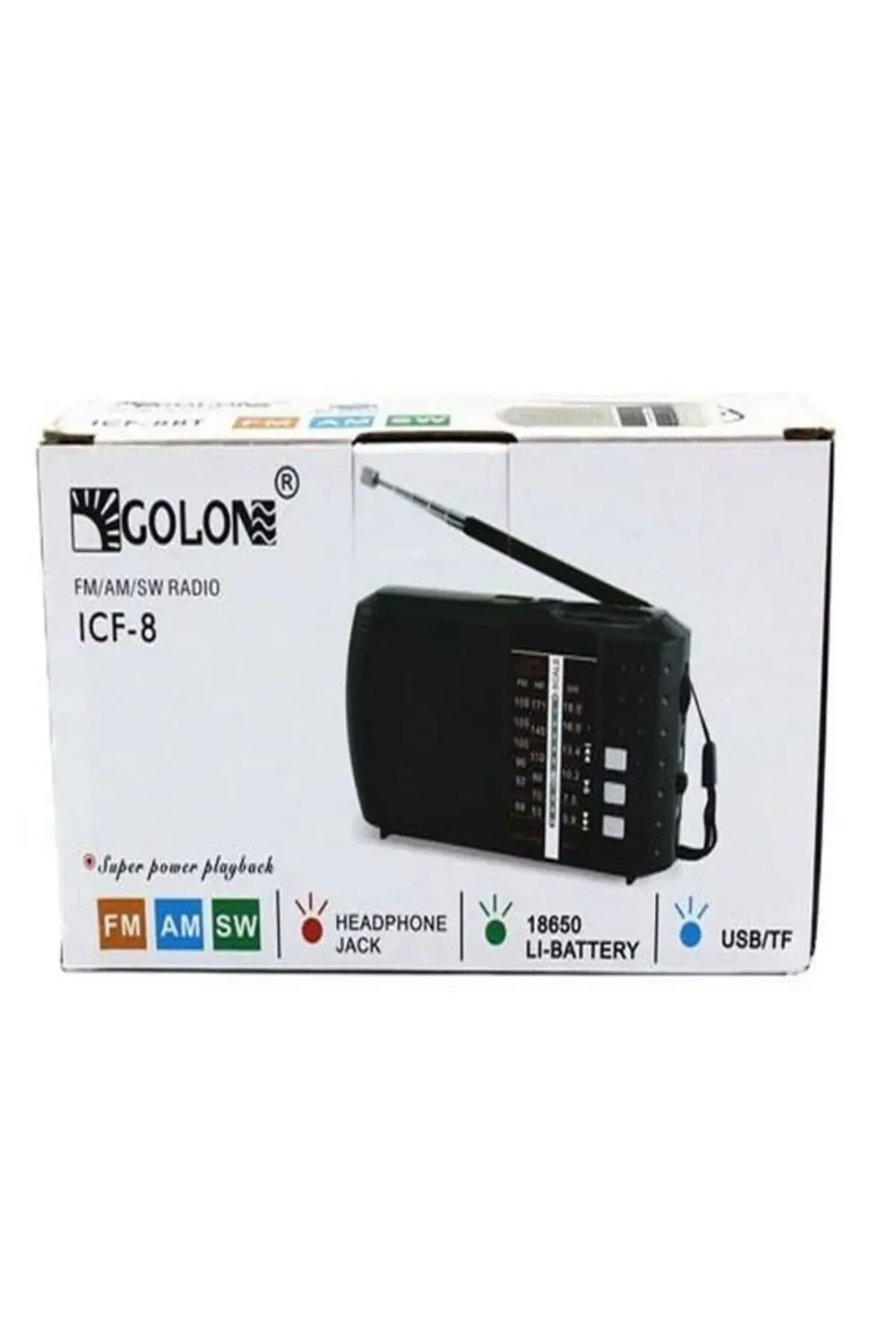 Bluetoothlu Fm Radyo Usb Tf Kart Şarjlı Cep Radyosu Icf8bt