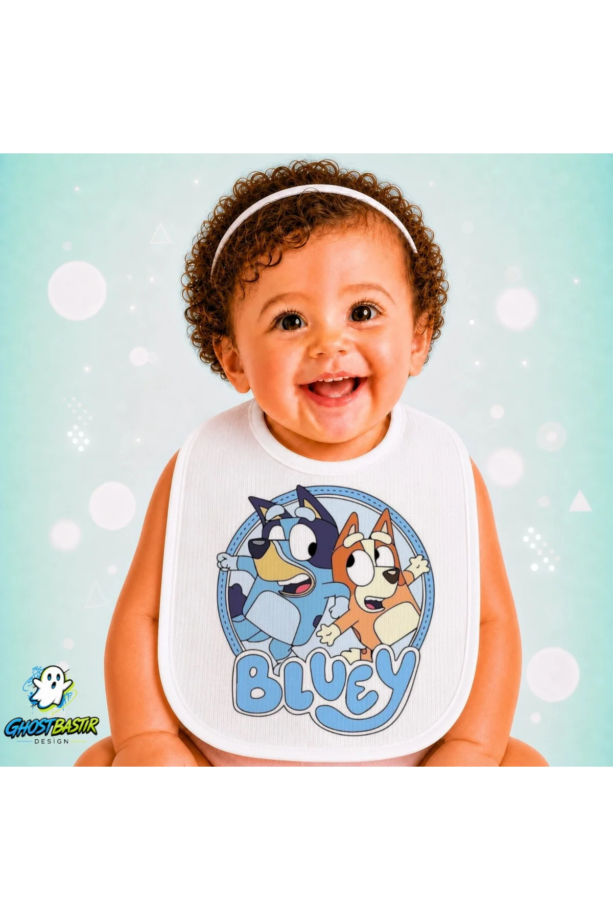 Bluey Keten Bebek Mama Önlüğü – Yumuşak, Emici, Yıkanabilir, Özel Tasarım P018