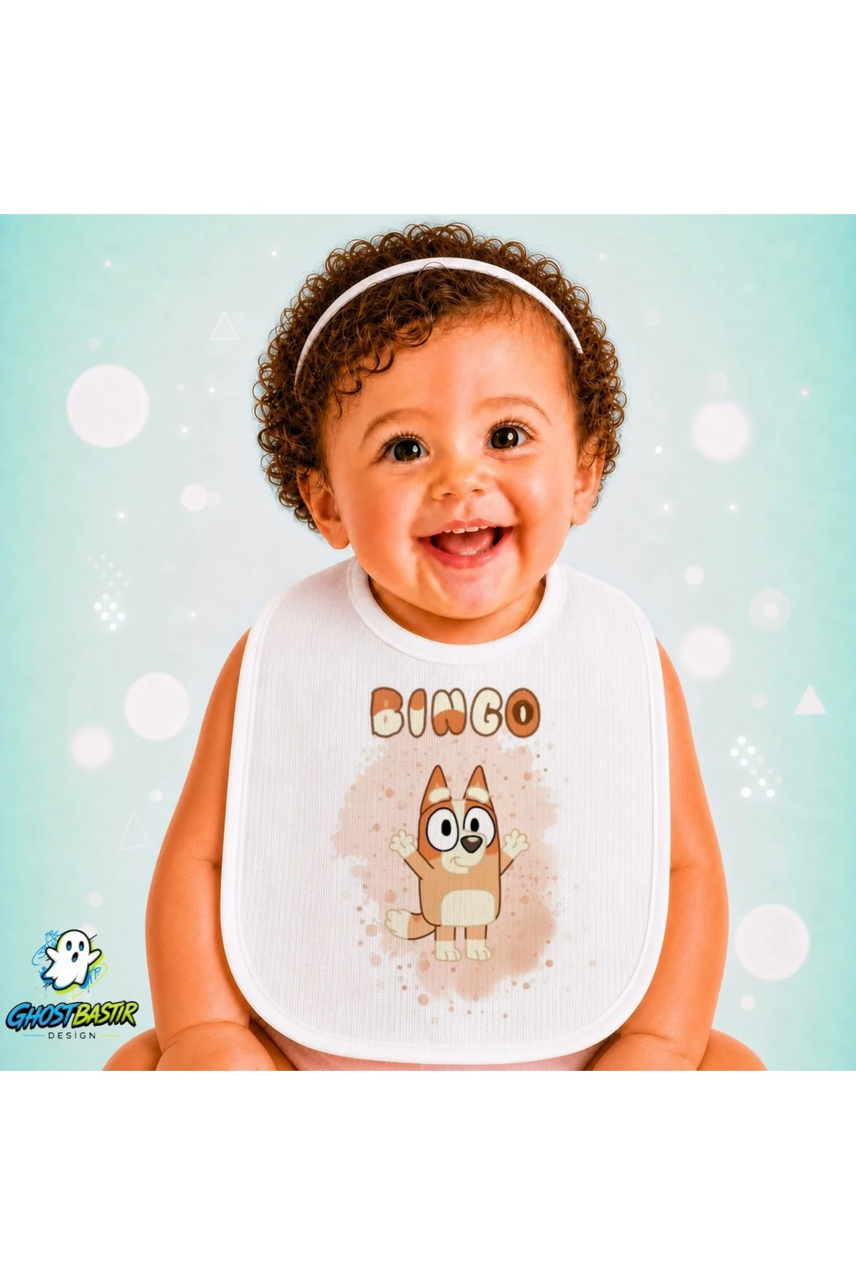 Bluey Keten Bebek Mama Önlüğü – Yumuşak, Emici, Yıkanabilir, Özel Tasarım P021