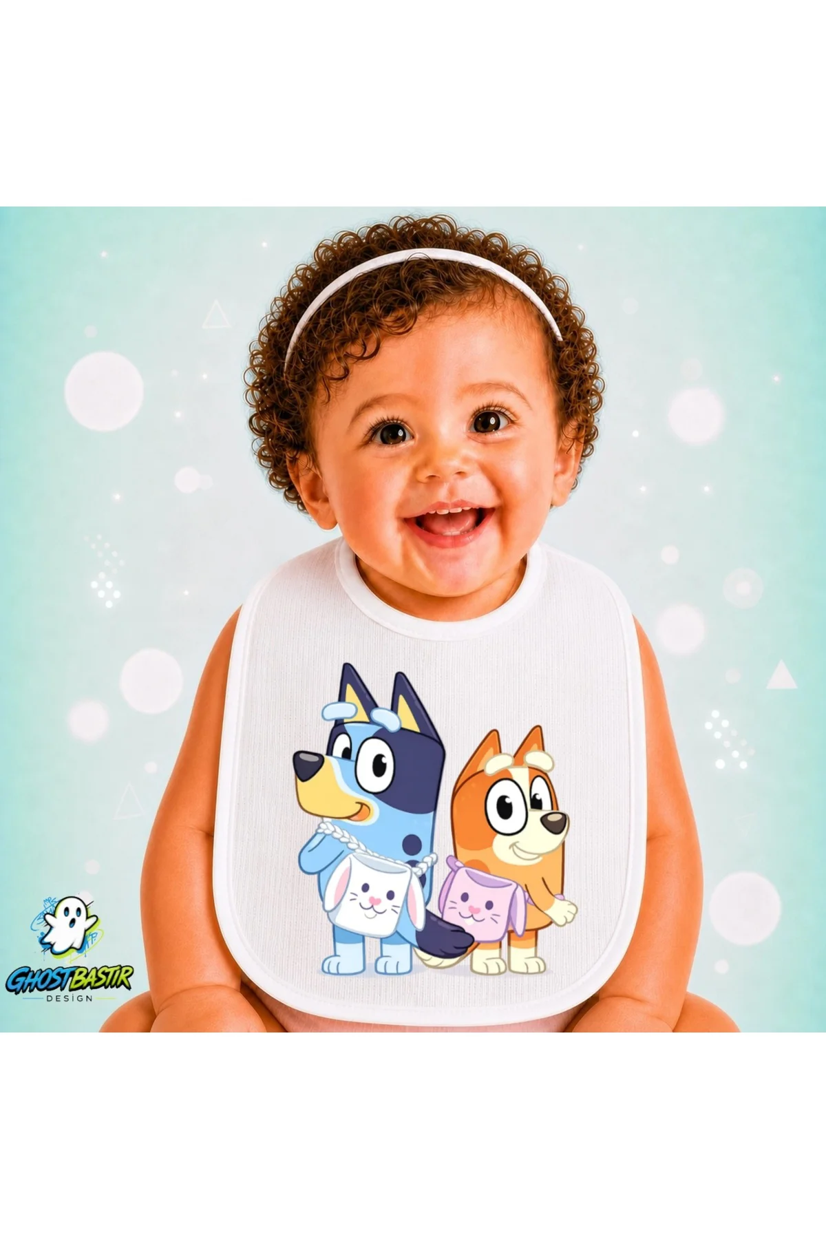 Bluey Keten Bebek Mama Önlüğü – Yumuşak, Emici, Yıkanabilir, Özel Tasarım P020