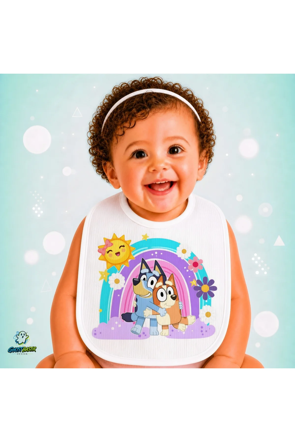 Bluey Keten Bebek Mama Önlüğü – Yumuşak, Emici, Yıkanabilir, Özel Tasarım P015