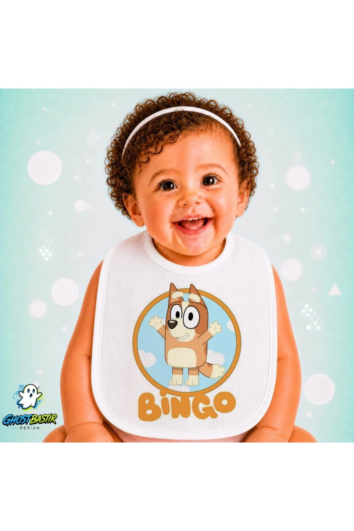 Bluey Keten Bebek Mama Önlüğü – Yumuşak, Emici, Yıkanabilir, Özel Tasarım P016