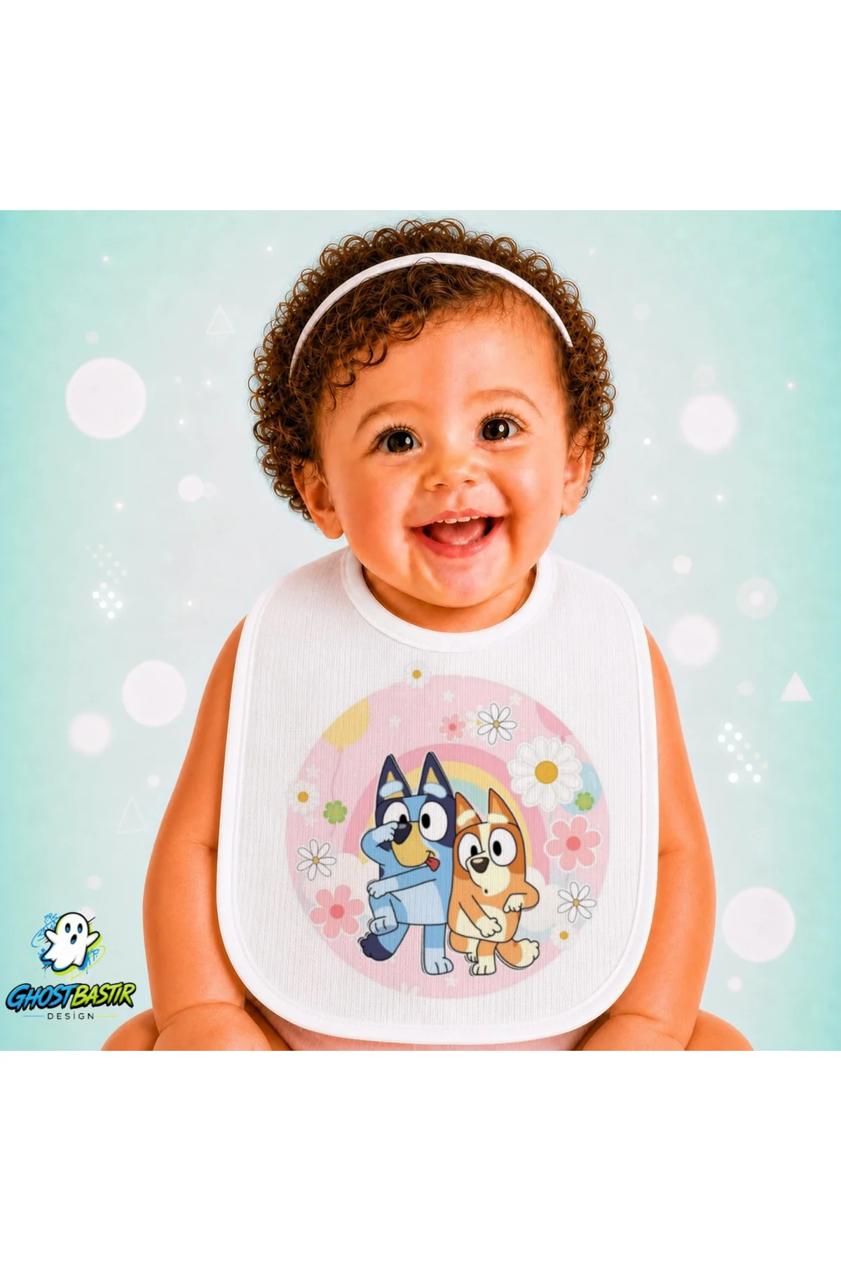 Bluey Keten Bebek Mama Önlüğü – Yumuşak, Emici, Yıkanabilir, Özel Tasarım P017
