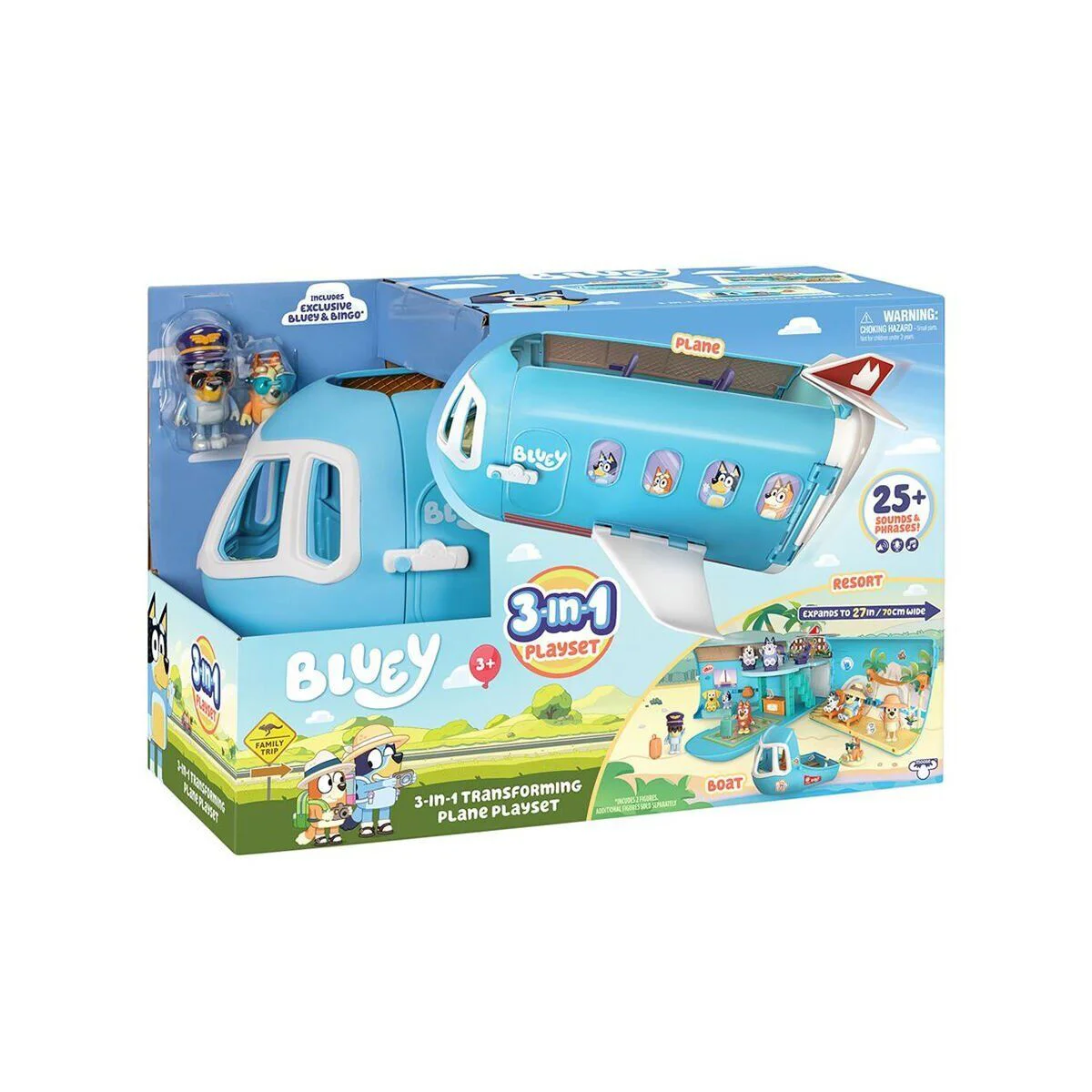 BLUEY/17670 BLUEY 3Ü 1 ARADA DÖNÜŞEN UÇAK OYUN SETİ