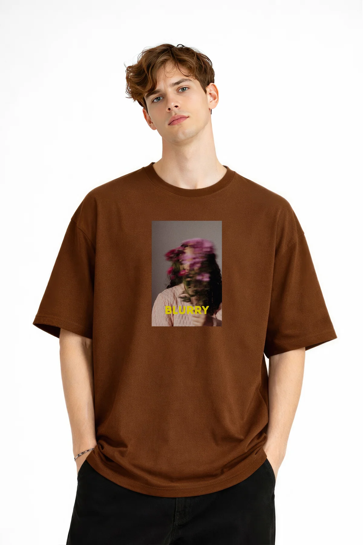 Blurry - Oversize Erkek Tişört KAHVE Blurry - Oversize Erkek Tişört KAHVE - Görsel 3
