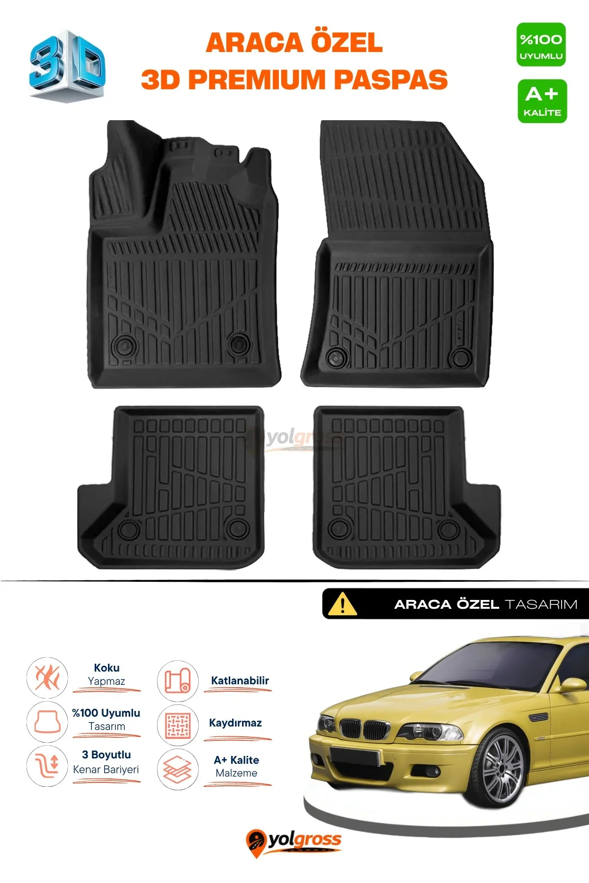 Bmw 3 Serisi E46 3D Pro Havuzlu Paspas 1997-2006 A+ Kalite