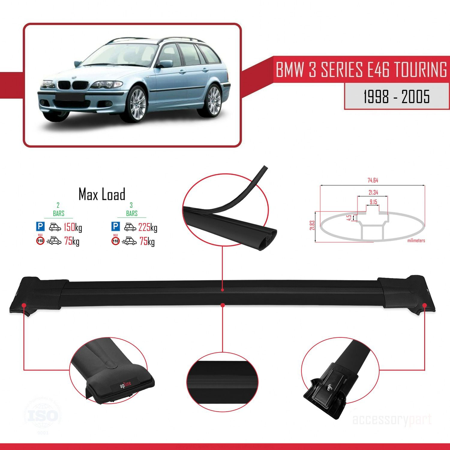 BMW 3 Serisi (E46) TOURING 1998-2005 Arası ile uyumlu FLY Model A