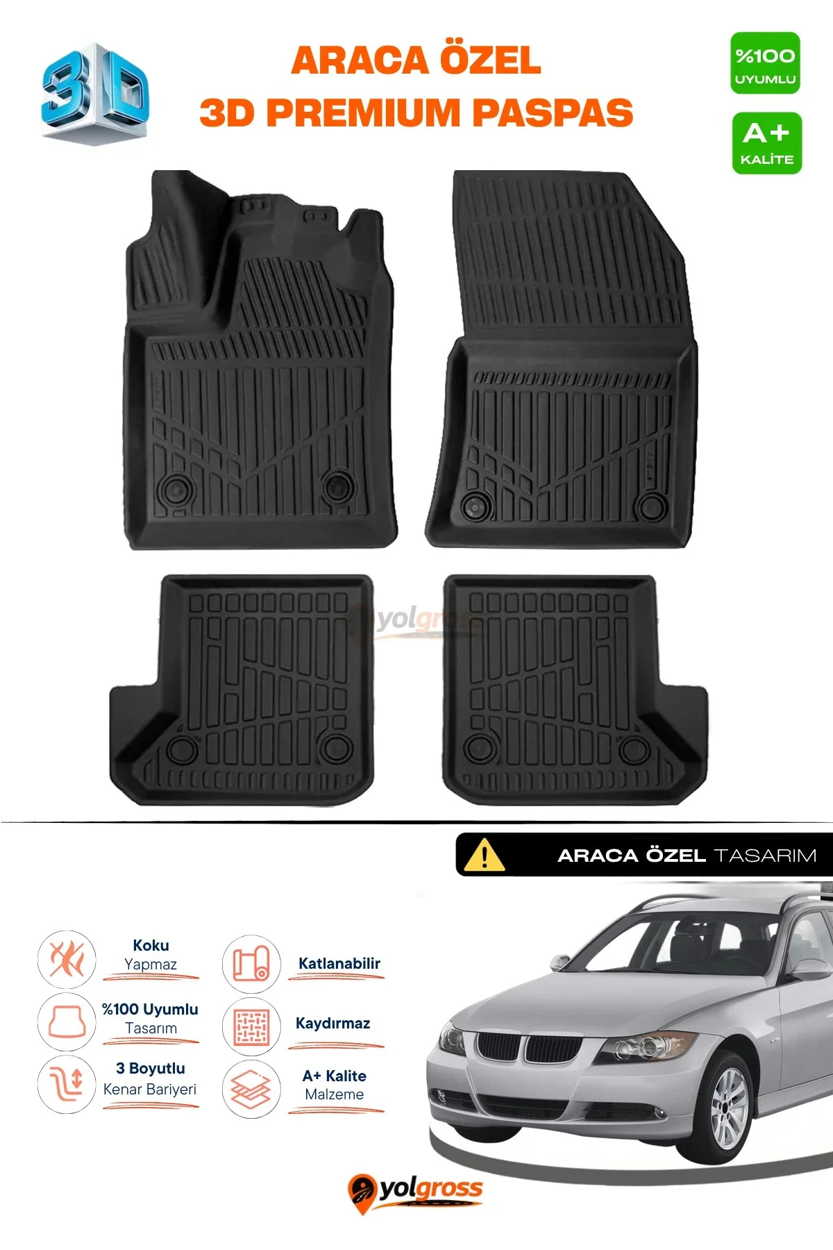 Bmw 3 Serisi E91 3D Pro Havuzlu Paspas 2004-2013 A+ Kalite