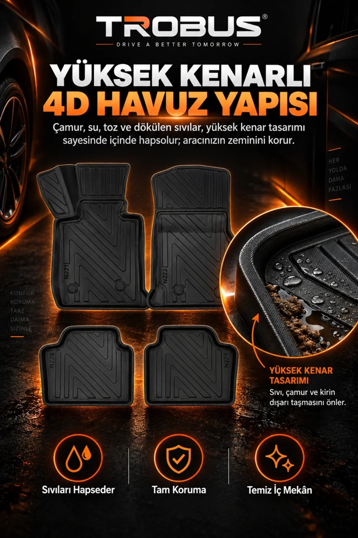 BMW 3 Serisi E92 Coupe 2006-2013 Karbon Desenli Premium 3D Havuzlu Oto Paspas