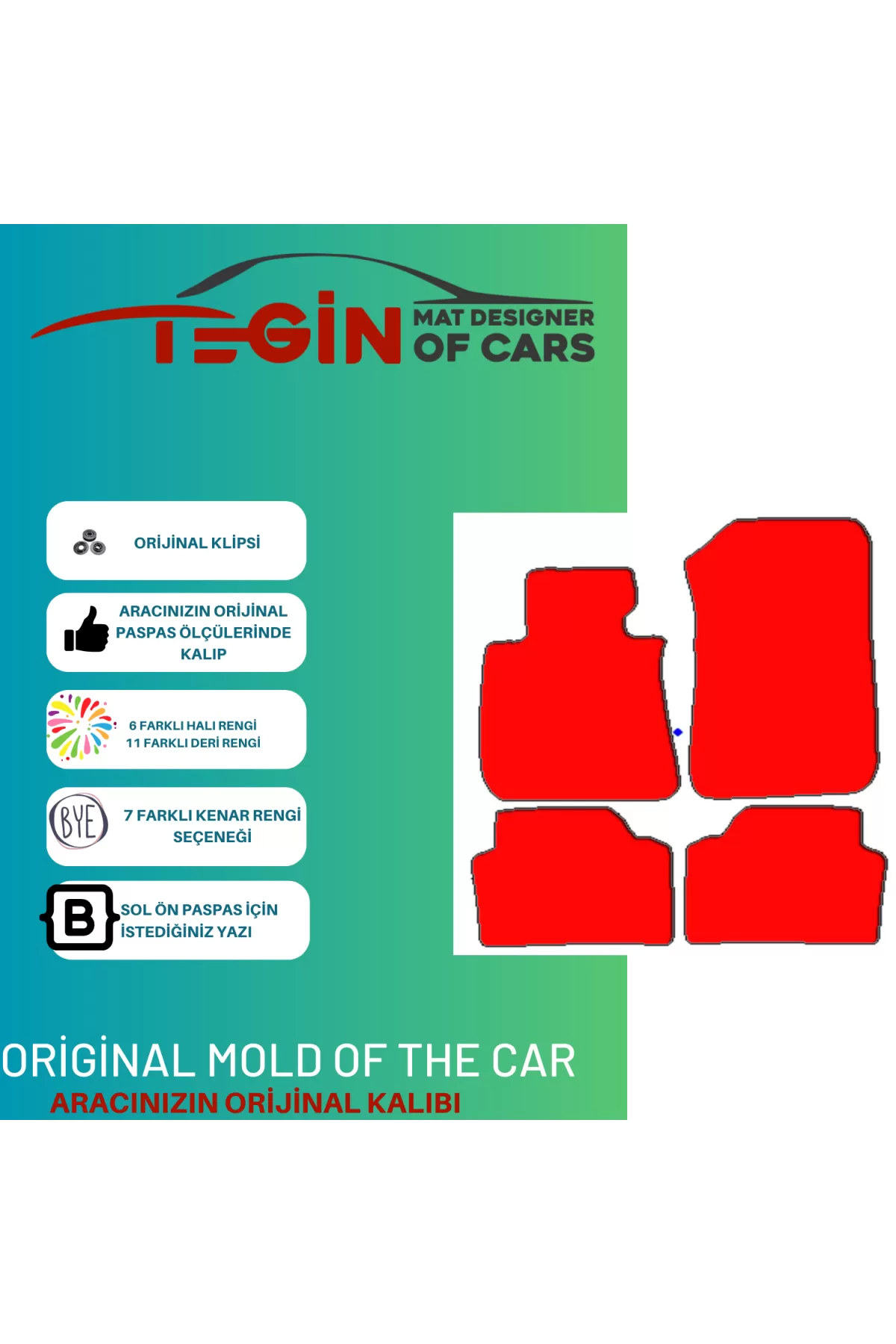 Bmw 3 Serisi E90 2005-2011 Sedan Prime Siyah Halı Kırmızı Kenar H