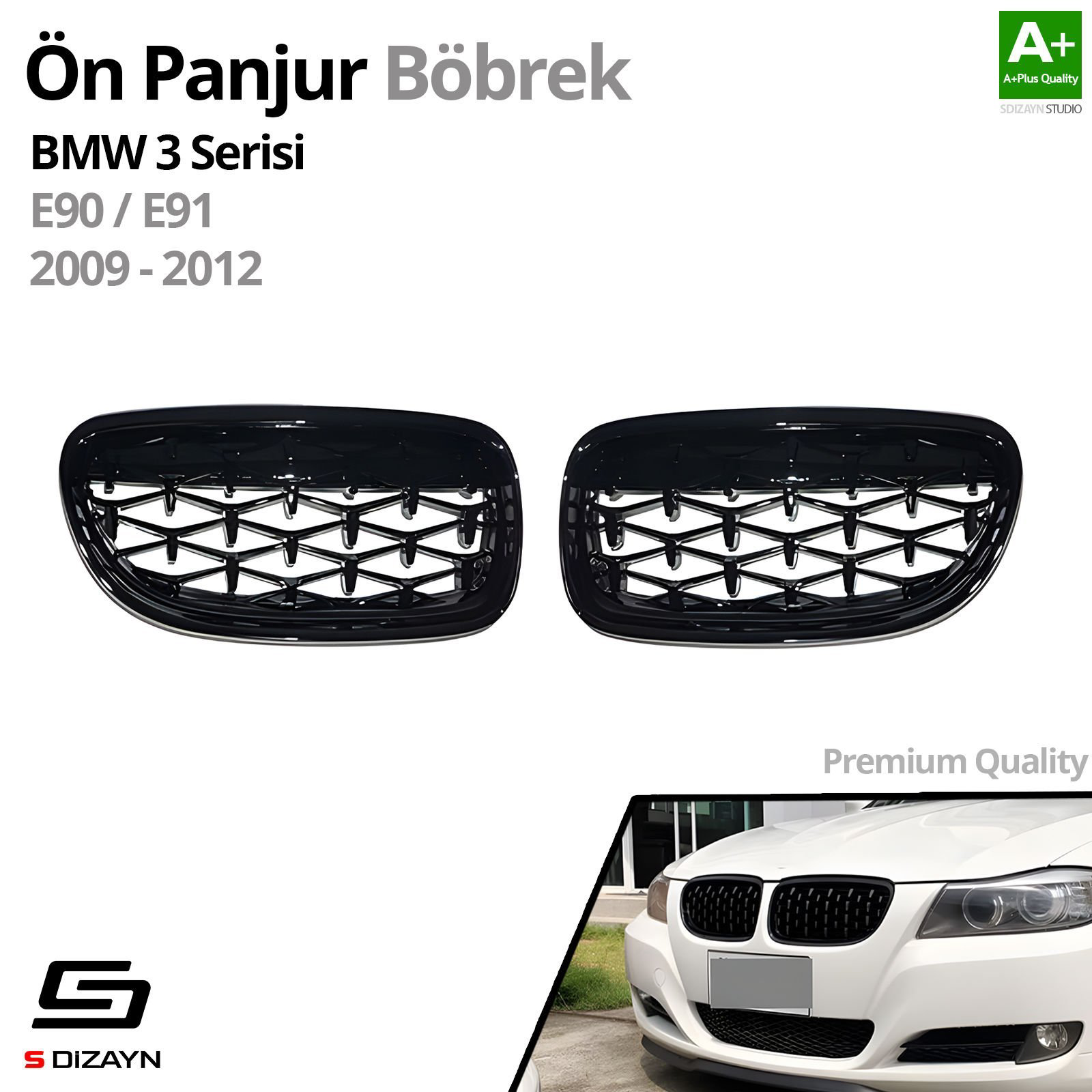 Bmw 3 Serisi E90/E91 2009-2012 Ön Panjur Böbrek Parlak Siyah Pian Bmw 3 Serisi E90/E91 2009-2012 Ön Panjur Böbrek Parlak Siyah Pian
