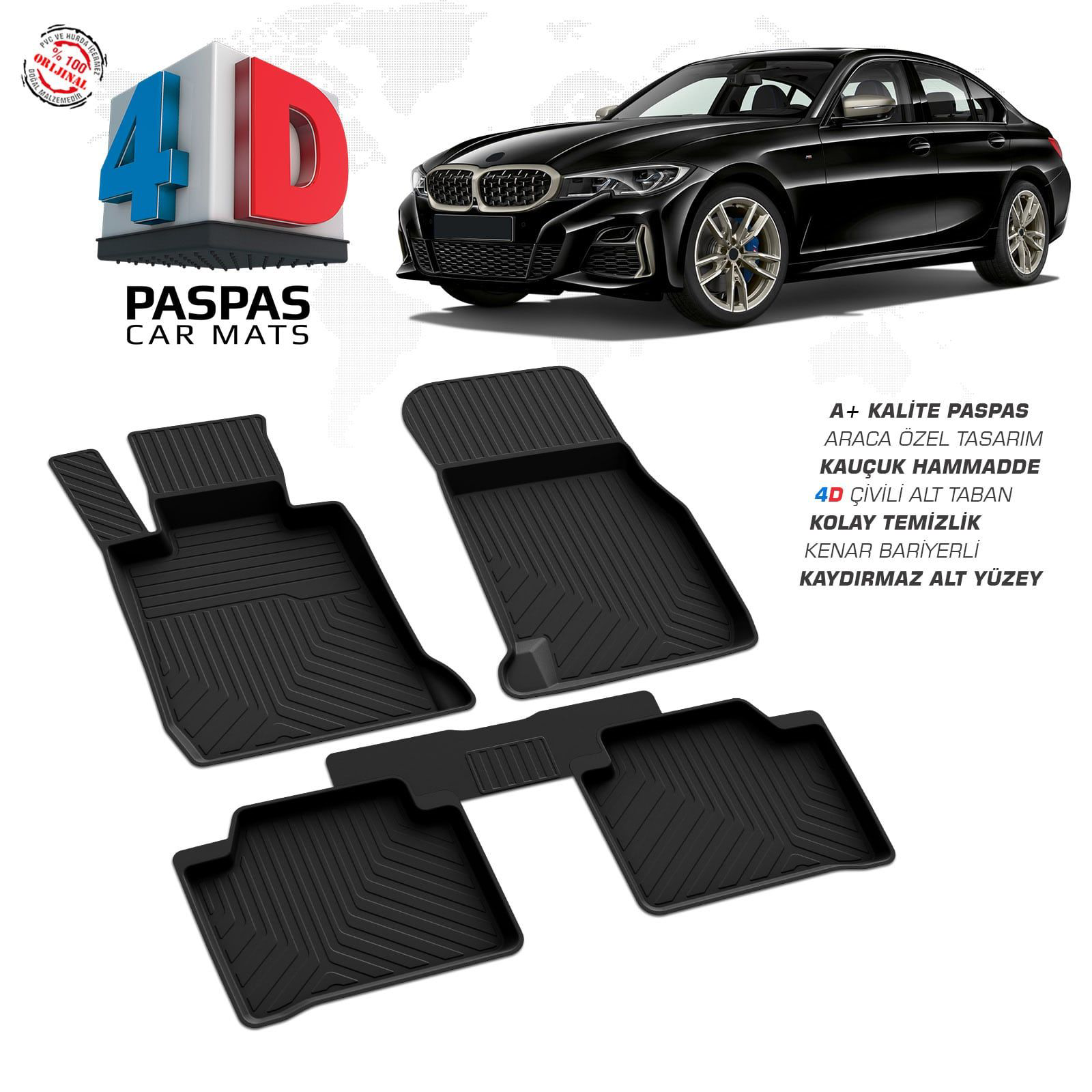Bmw 3 Serisi G20 4D Araca Özel Havuzlu Kauçuk Paspas 2019 ve Üzer Fiyatı, Yorumları ve Özellikleri