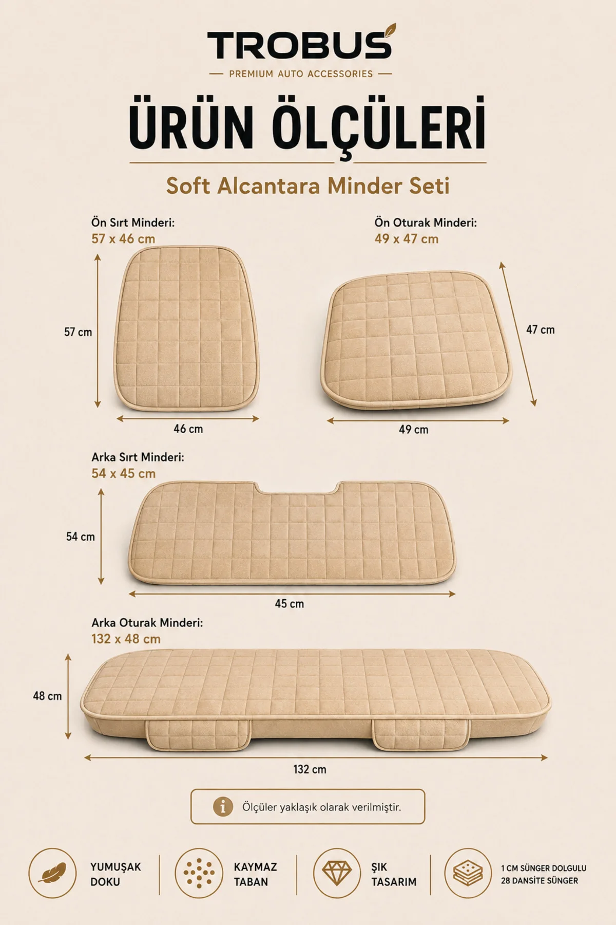 BMW 3.16-3.18 1993-2000 Soft Alcantara 7'li Oto Koltuk Minderi Bej Fiyatı, Yorumları ve Özellikleri