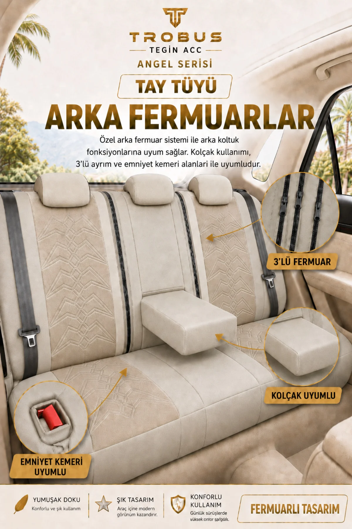 BMW 3.16 3L 2012-2015 Uyumlu Angel Serisi Tay Tüyü Koltuk Kılıfı Bej Fiyatı, Yorumları ve Özellikleri