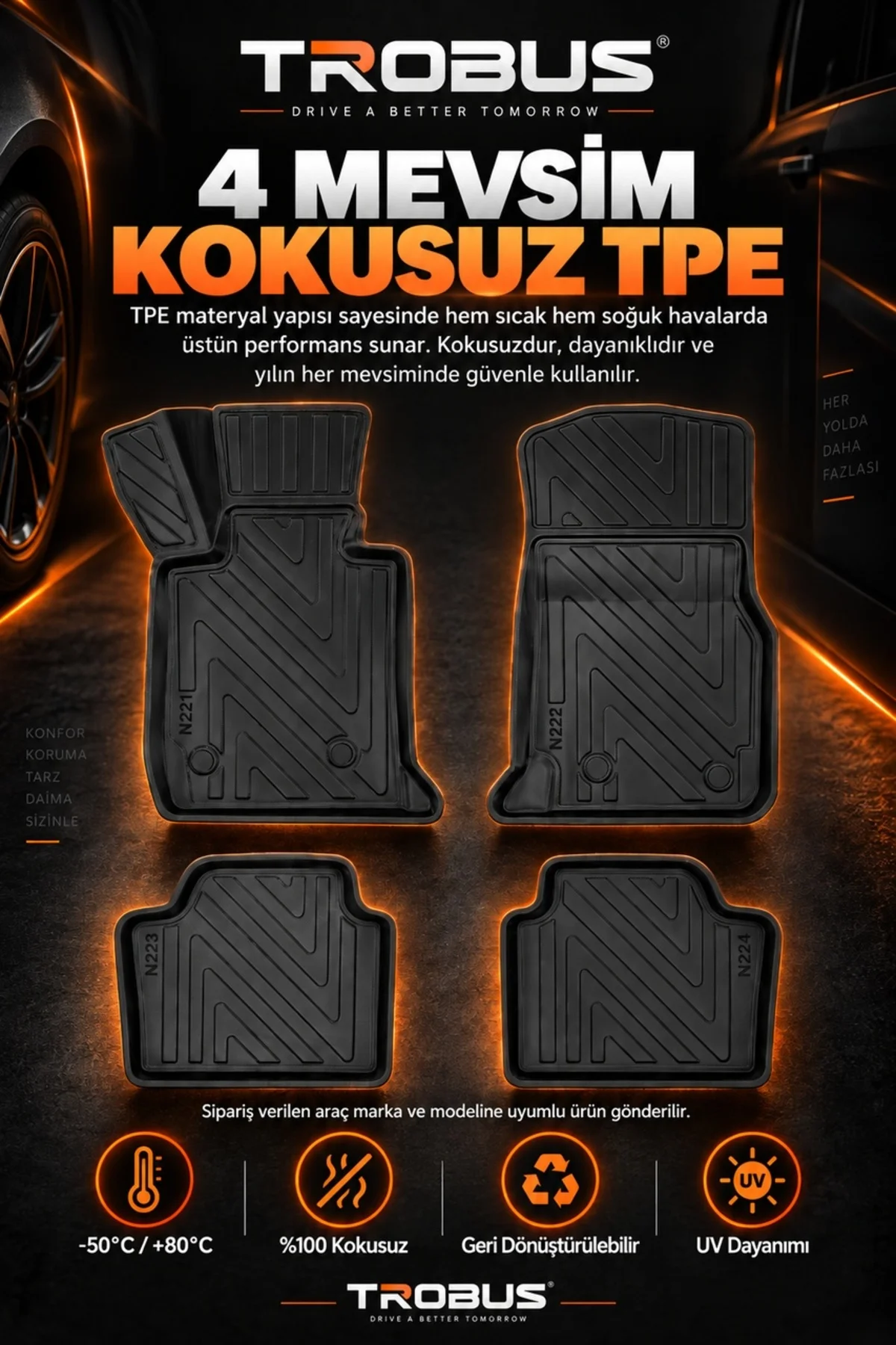 BMW 4 Serisi Cabrio F33 2013-2020 Karbon Desenli Premium 3D Havuzlu Oto Paspas