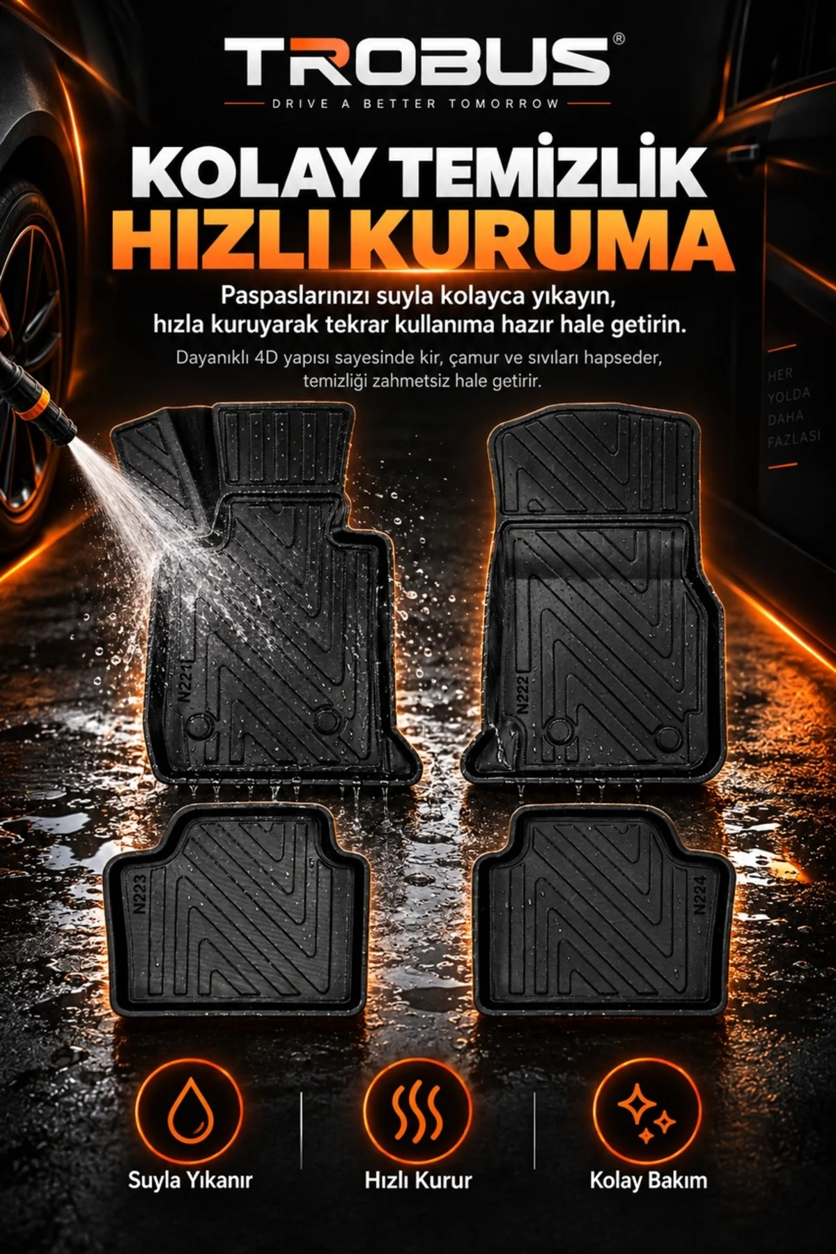 BMW 4 Serisi Cabrio F33 2013-2020 Karbon Desenli Premium 3D Havuzlu Oto Paspas
