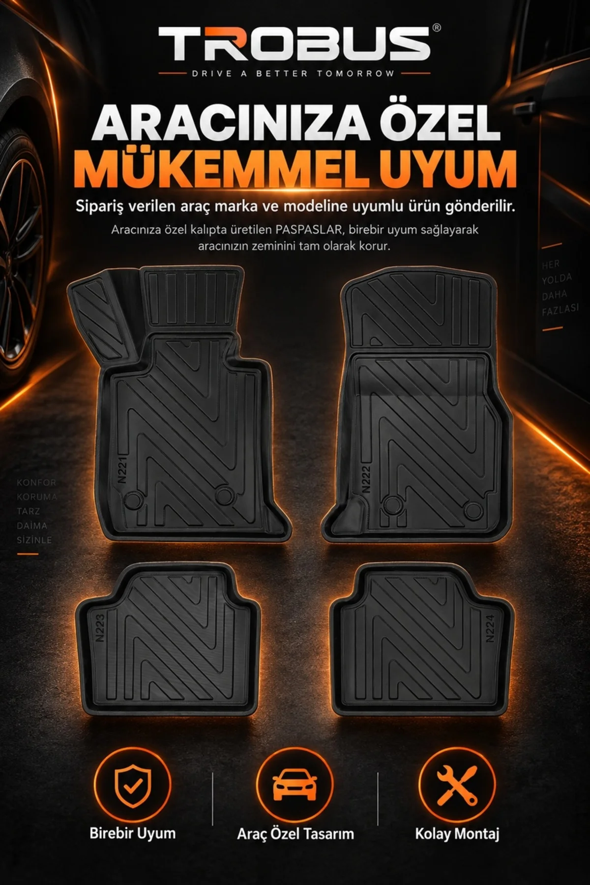BMW 4 Serisi Coupe F32 2013-2020 Karbon Desenli Premium 3D Havuzlu Oto Paspas