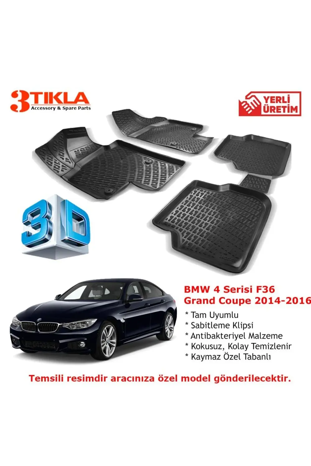BMW 4 Serisi F36 Grand Coupe 2014-2016 Premium 3D Havuzlu Paspas