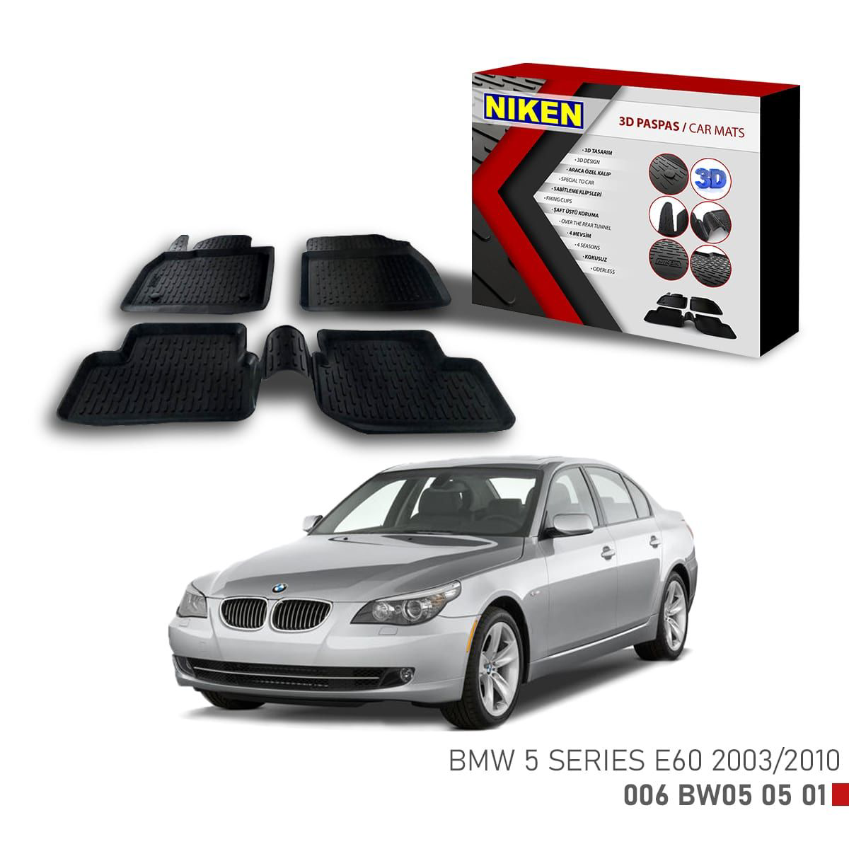 BMW 5 Serıes için Uyumlu E60 2003-2010 3D Paspas