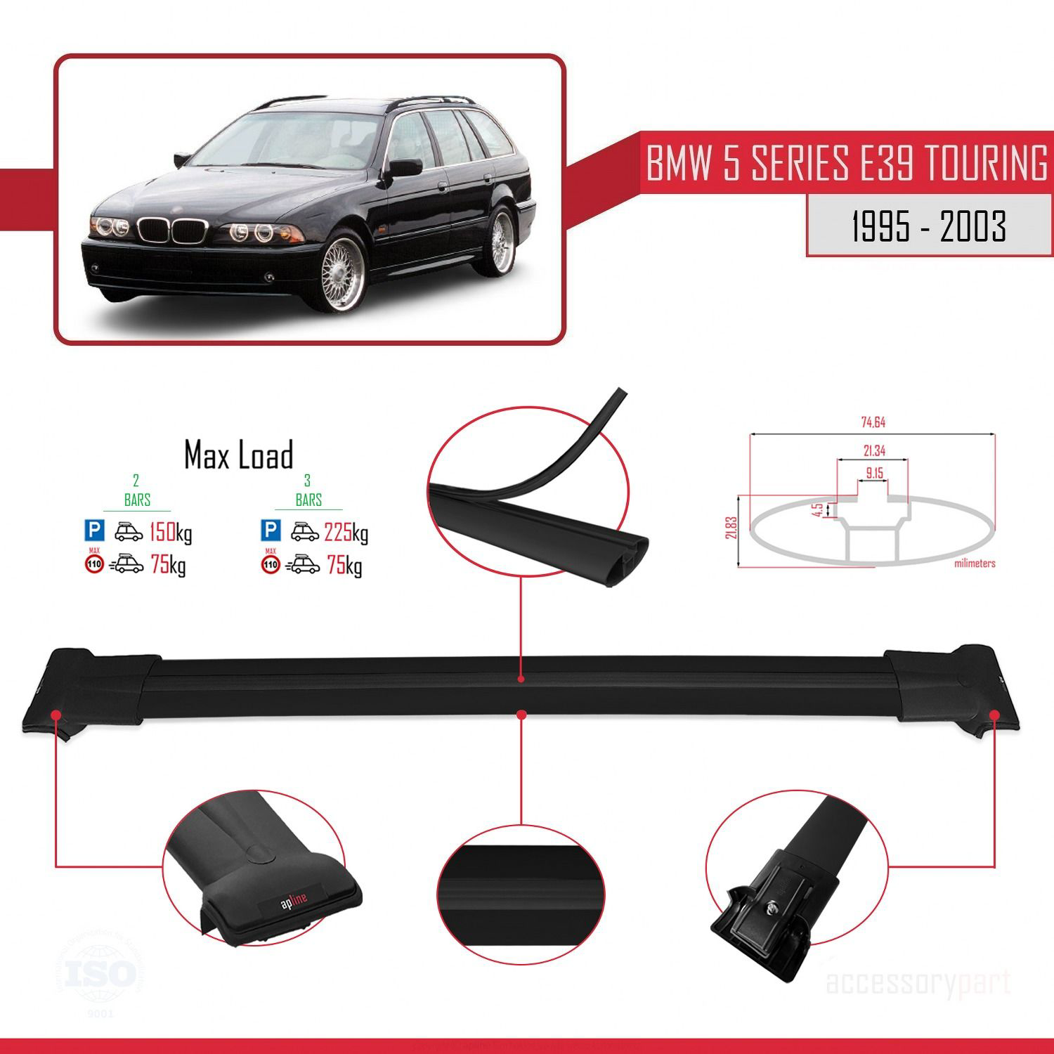 BMW 5 Serisi (E39) TOURING 1995-2003 Arası ile uyumlu FLY Model A