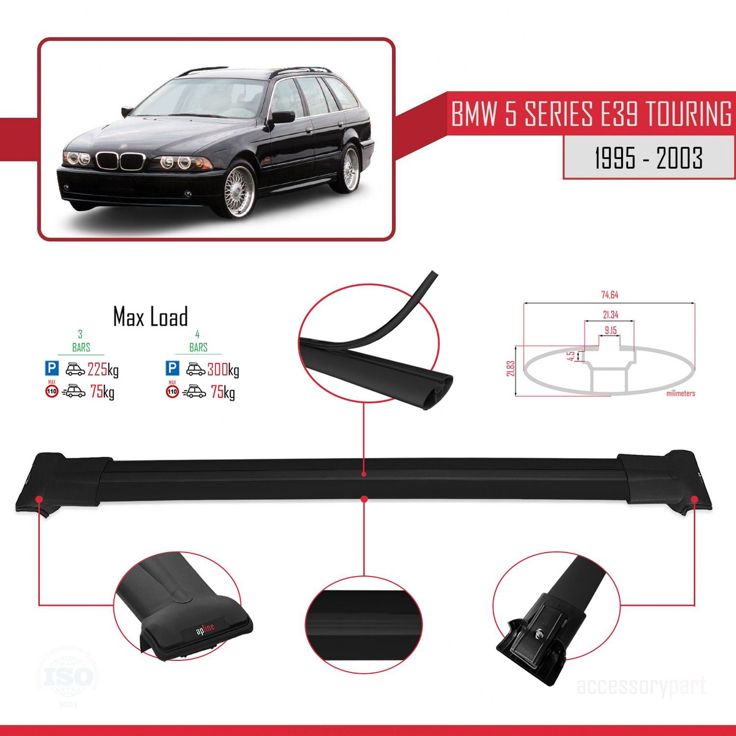 BMW 5 Serisi (E39) TOURING 1995-2003 Arası ile Uyumlu FLY Model A