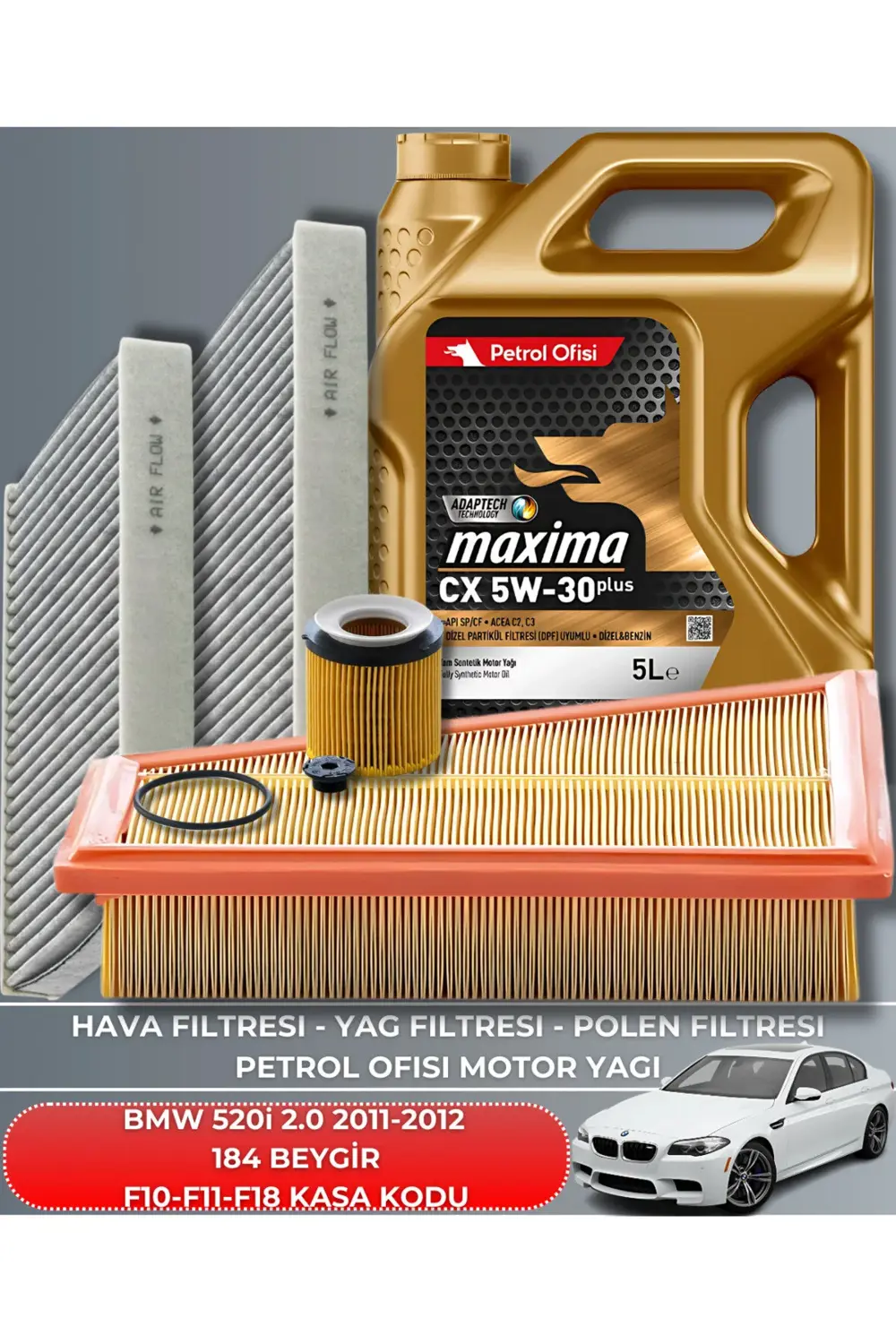 BMW 520i 2.0 2011-2012 184 BEYGİR FİLTRE - YAĞ BAKIM SETİ
