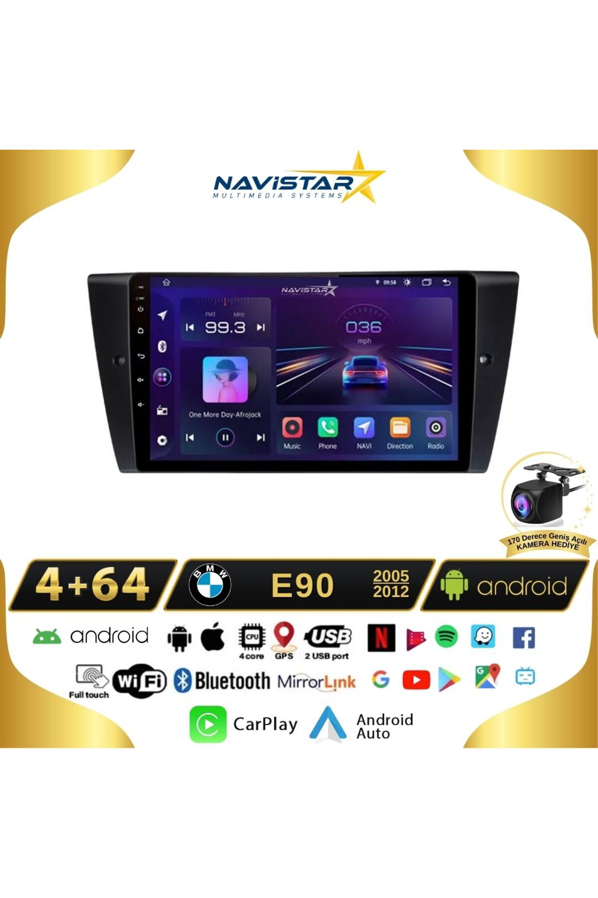 Bmw E90 2005-2012 Model 4gb 64gb Android 13 Kablosuz Carplay Navi Bmw E90 2005-2012 Model 4gb 64gb Android 13 Kablosuz Carplay Navi