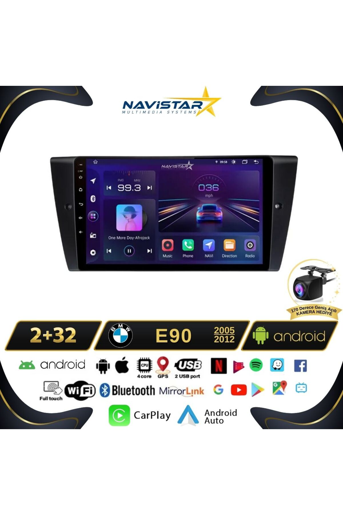 Bmw E90 2005-2012 Model 2gb 64gb Android 13 Kablosuz Carplay Navi Bmw E90 2005-2012 Model 2gb 64gb Android 13 Kablosuz Carplay Navi