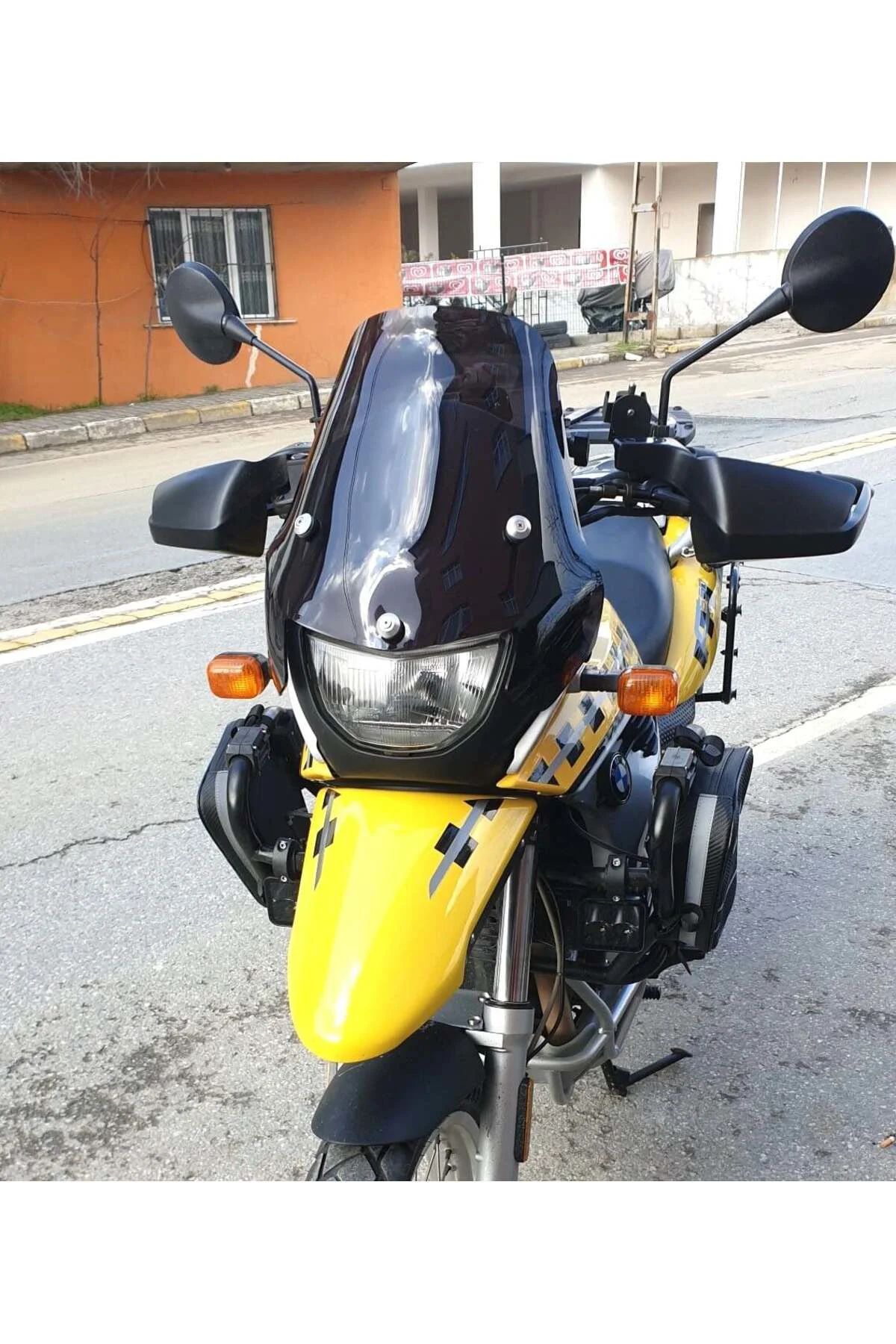 Bmw F 650 GS Ön Cam ( 3 Delikli ) 1999-2003 Model 35cm Siyah Renk