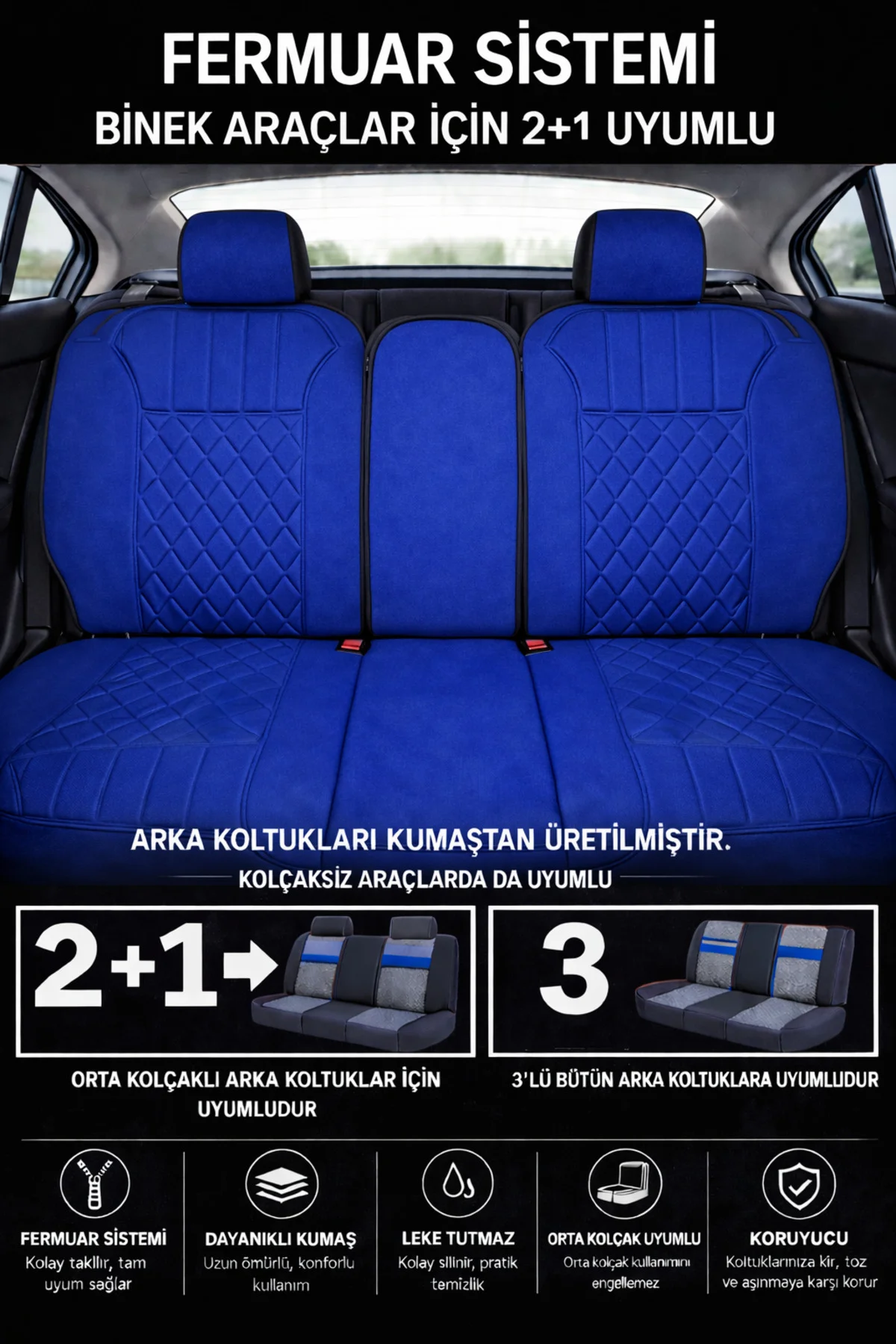 BMW İ SERİSİ F20 2011-2015 Uyumlu Zerafet 5 Parça Ortopedik Oto Koltuk Minderi Mavi - Siyah Fiyatı, Yorumları ve Özellikleri