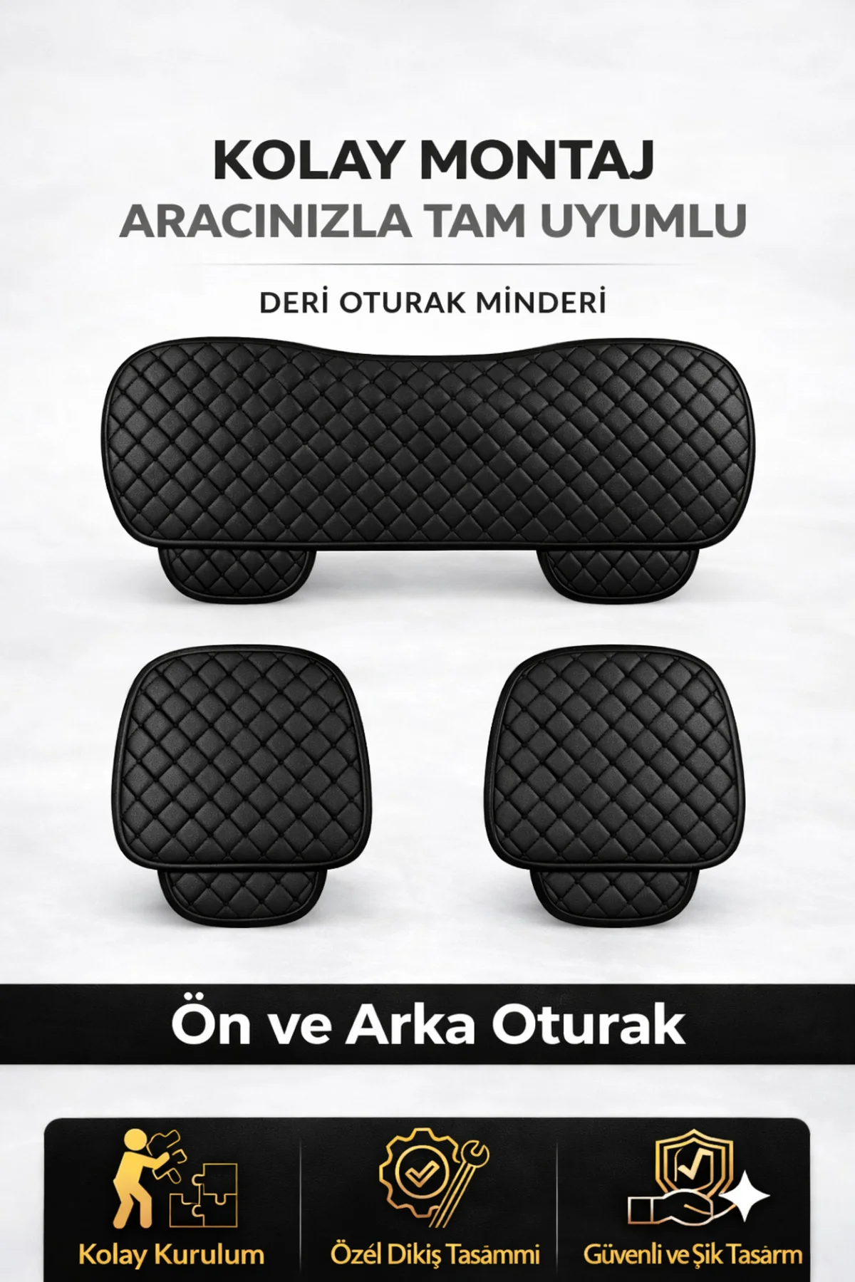 BMW İ SERİSİ F20 2011-2015 Uyumlu 3 Parça Deri Oturak Oto Koltuk Minderi Terletmez Siyah Fiyatı, Yorumları ve Özellikleri