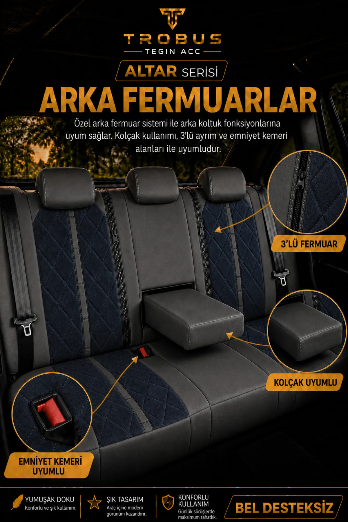 BMW İ Serisi F20 2011-2015 Uyumlu Altar Serisi Tay Tüyü Oto Koltuk Kılıfı Füme