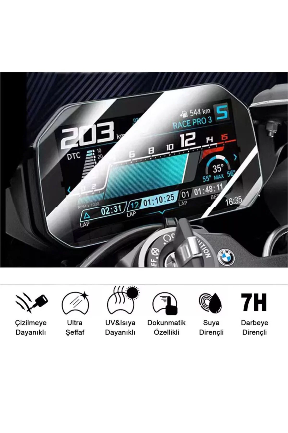 BMW Roadster R 1250 R 6.5 Dijital Gösterge Uyumlu 9H Nano Ekran Koruyucu Film
