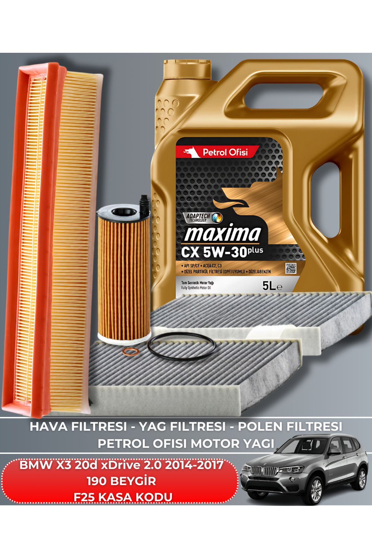 Sardes Bmw X3 20D Xdrive 2.0 2014-2015-2016-2017 190 Beygir Filtre - Yağ