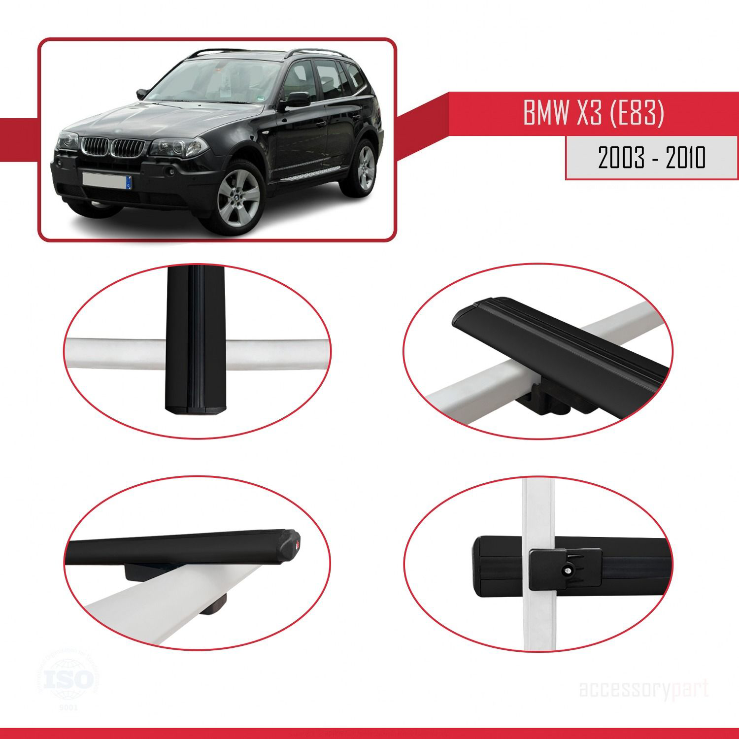 BMW X3 E83 2003-2010 Arası ile uyumlu Basic Model Ara Atkı Tavan 