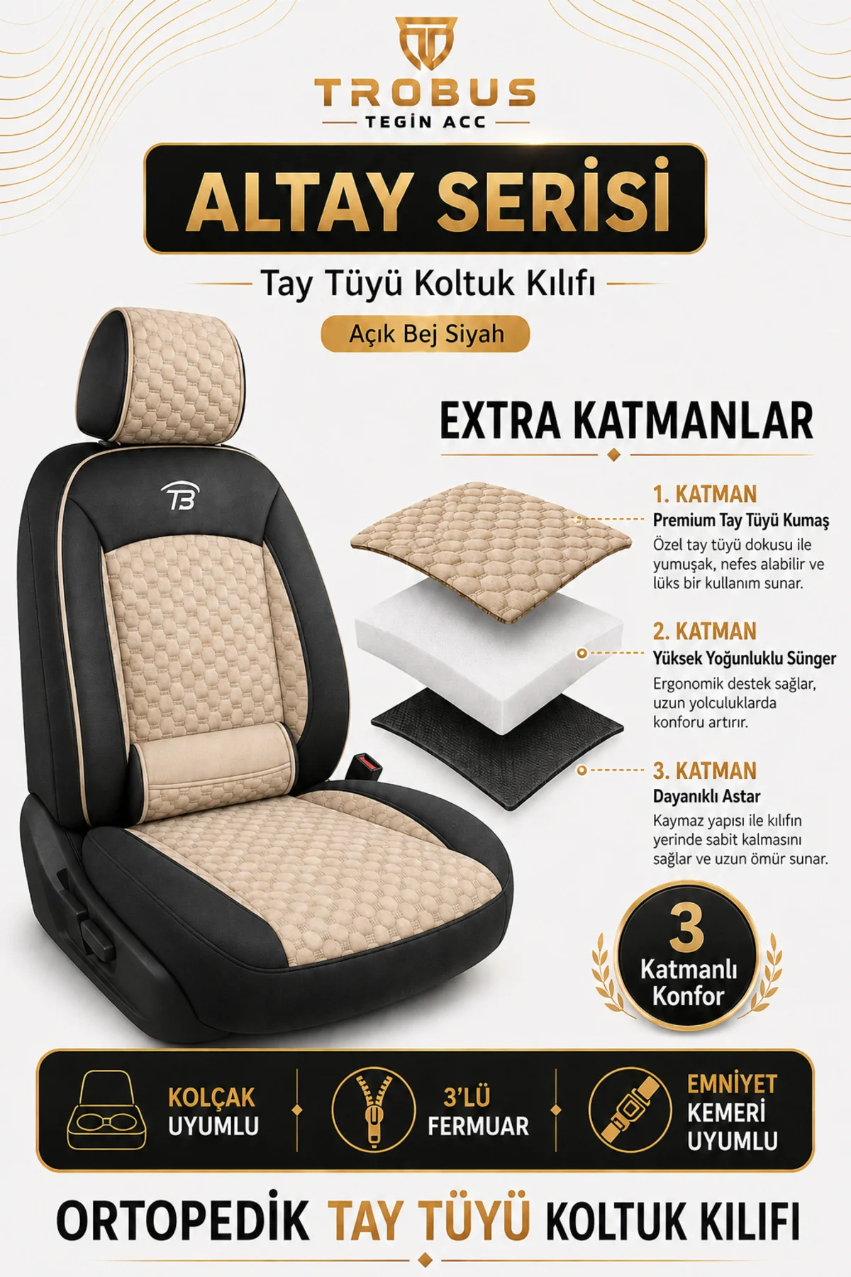 BMW X5 2015 2016 2017 2018 2019 Uyumlu Altay Bel Destekli Tay Tüyü Bej Siyah Koltuk Kılıfı Fiyatı, Yorumları ve Özellikleri