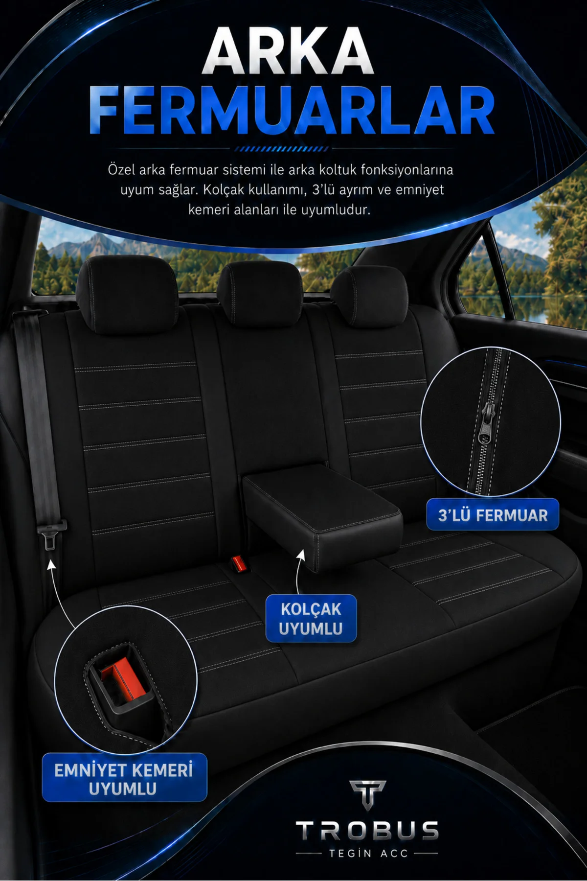 BMW X5 2015-2019 Uyumlu Nova Serisi Tay Tüyü Bel Destekli Siyah Beyaz Premium Koltuk Kılıfı