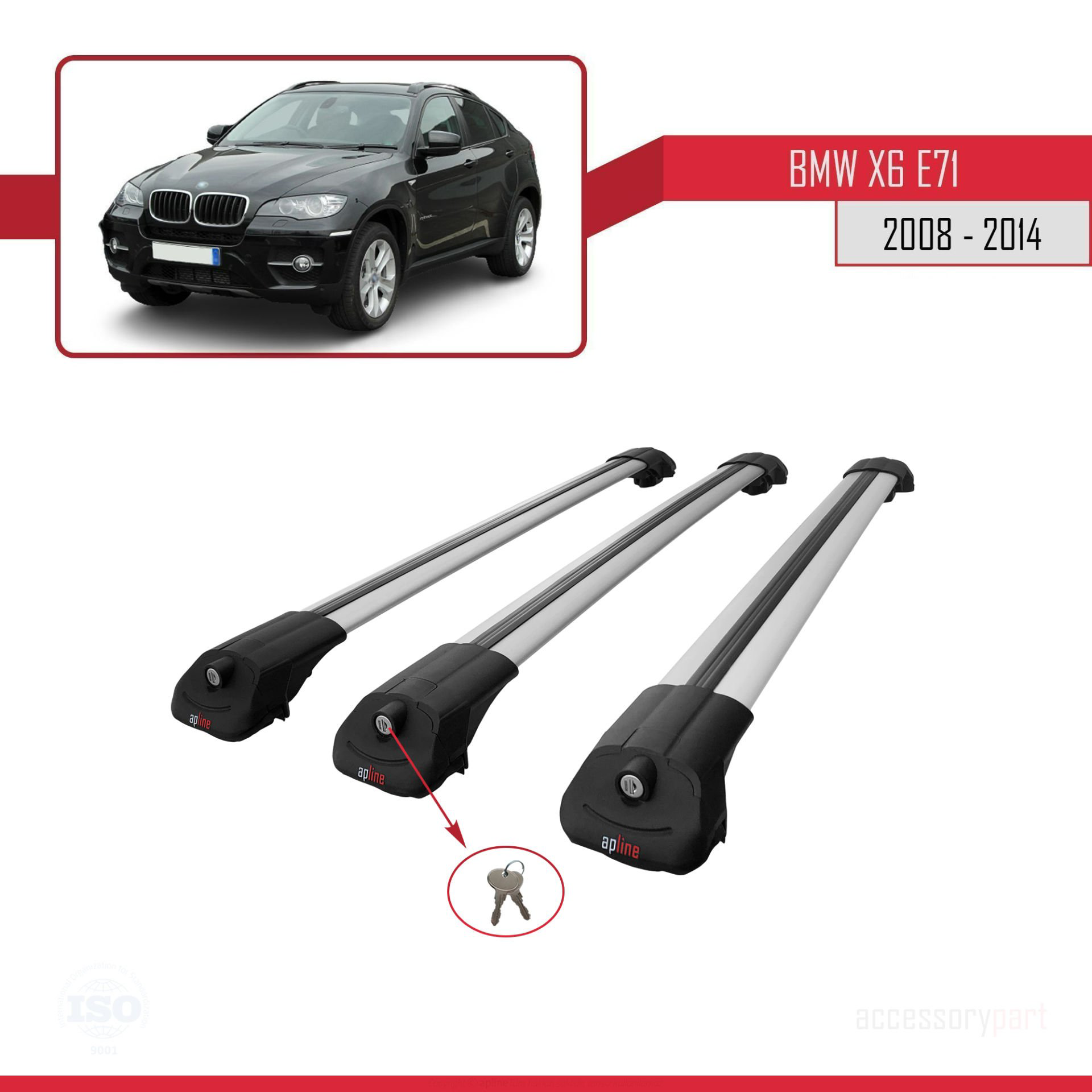 BMW X6 (E71) 2008-2014 Arası ile uyumlu ACE-1 Ara Atkı Tavan Barı
