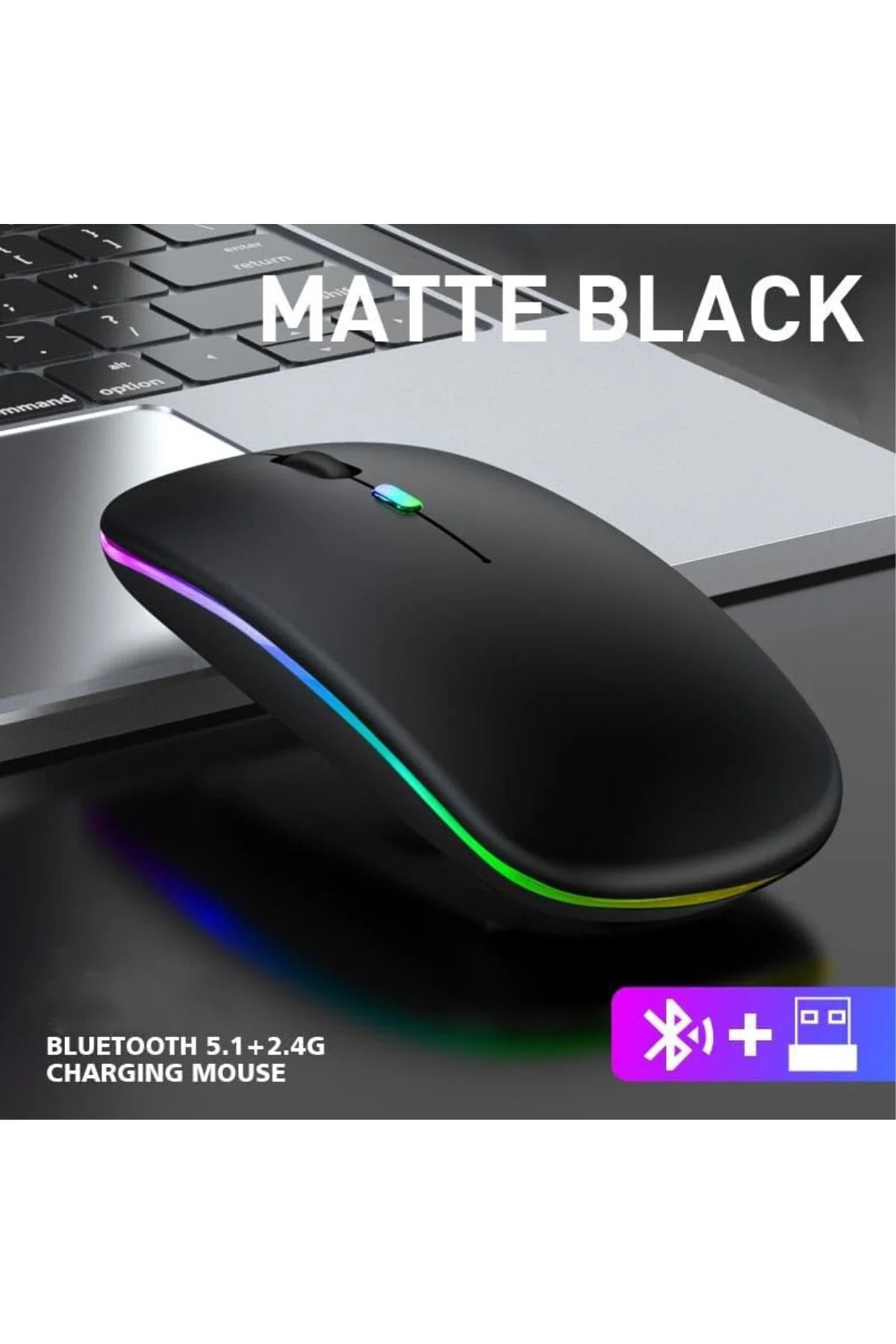 BN28 Kablosuz Wireless Mouse Sessiz Tık RGB Aydınlatmalı Şarj Edi