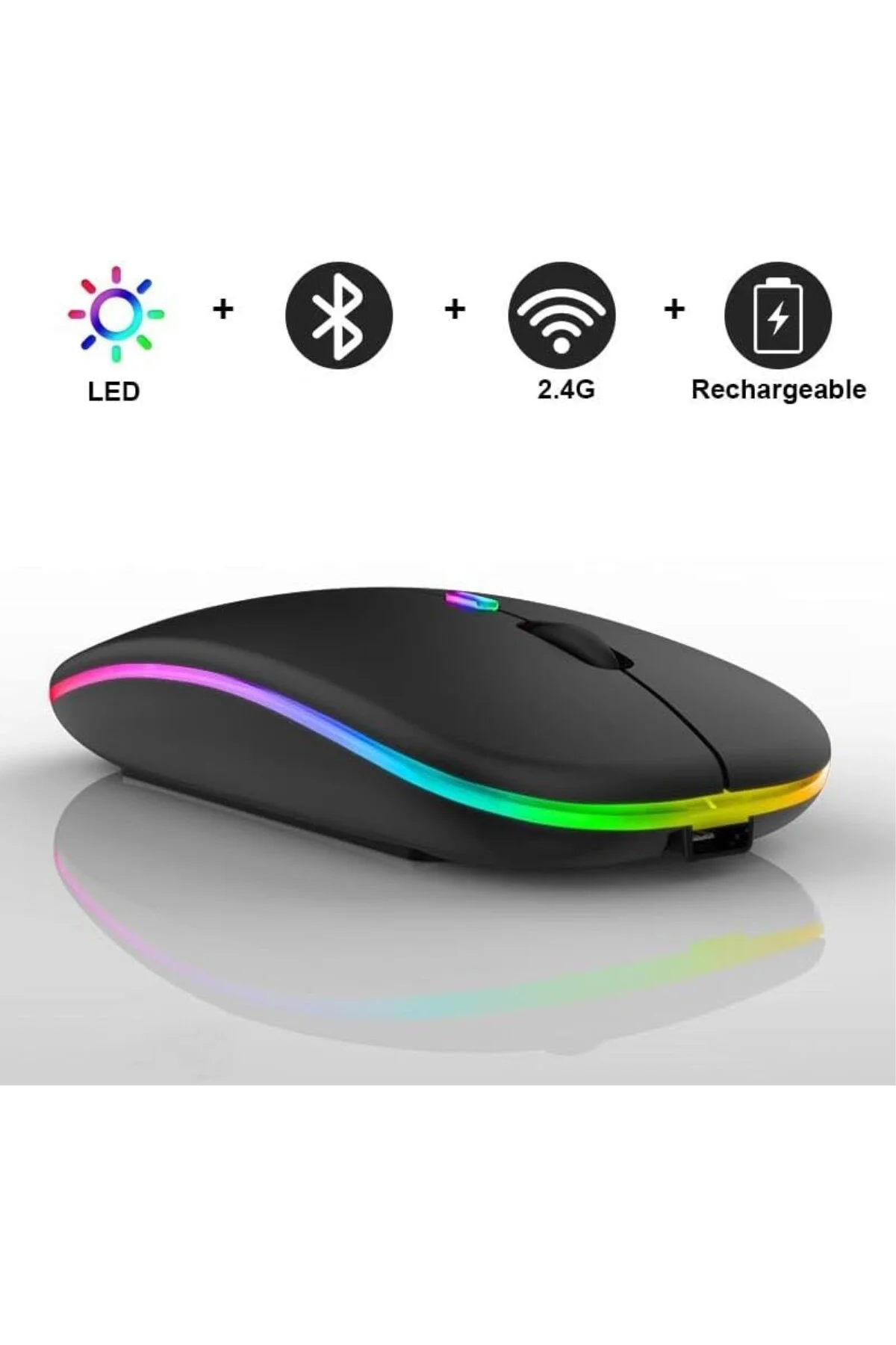 BN28 Kablosuz Wireless Mouse Sessiz Tık RGB Aydınlatmalı Şarj Edi