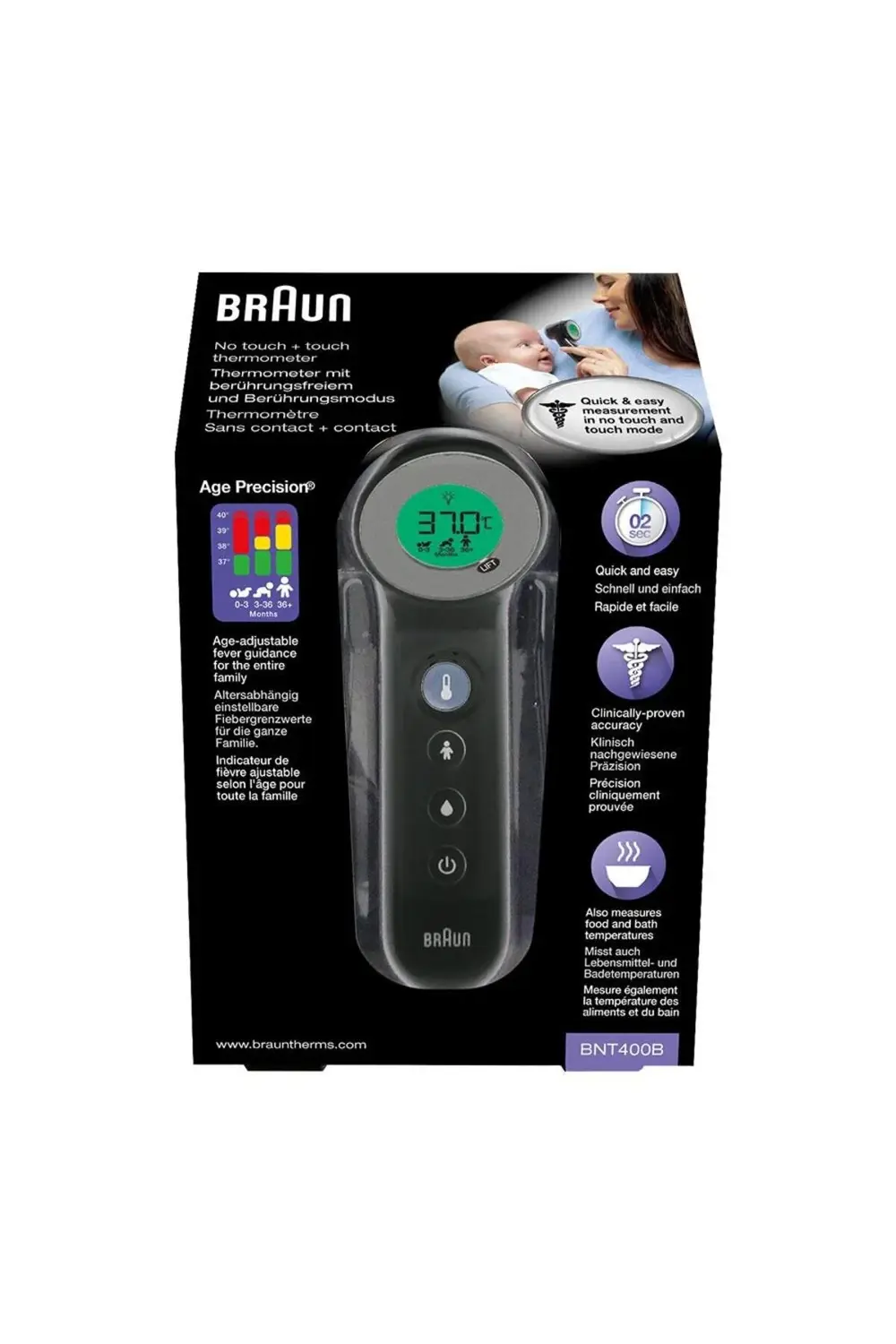 Bnt400 Temassız Alından Ateş Ölçer Siyah