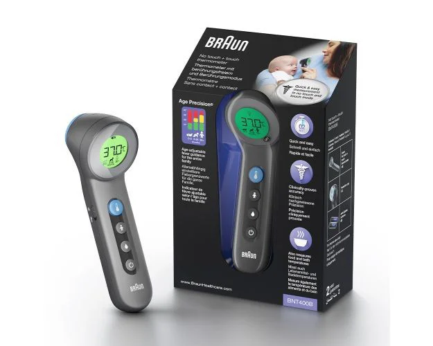 BNT400BWE Temassız Alın Termometresi – Siyah, Age Precision® Teknolojili Ateş Ölçer