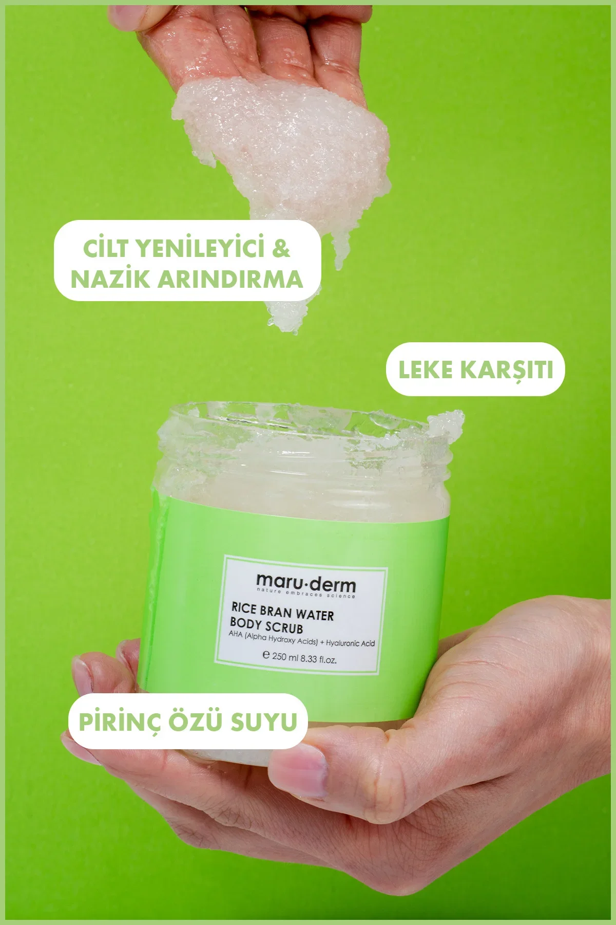 Body Scrub | Pirinç Suyu Vücut Peelingi | AHA + Hyalüronik Asit 250 ML - Görsel 4
