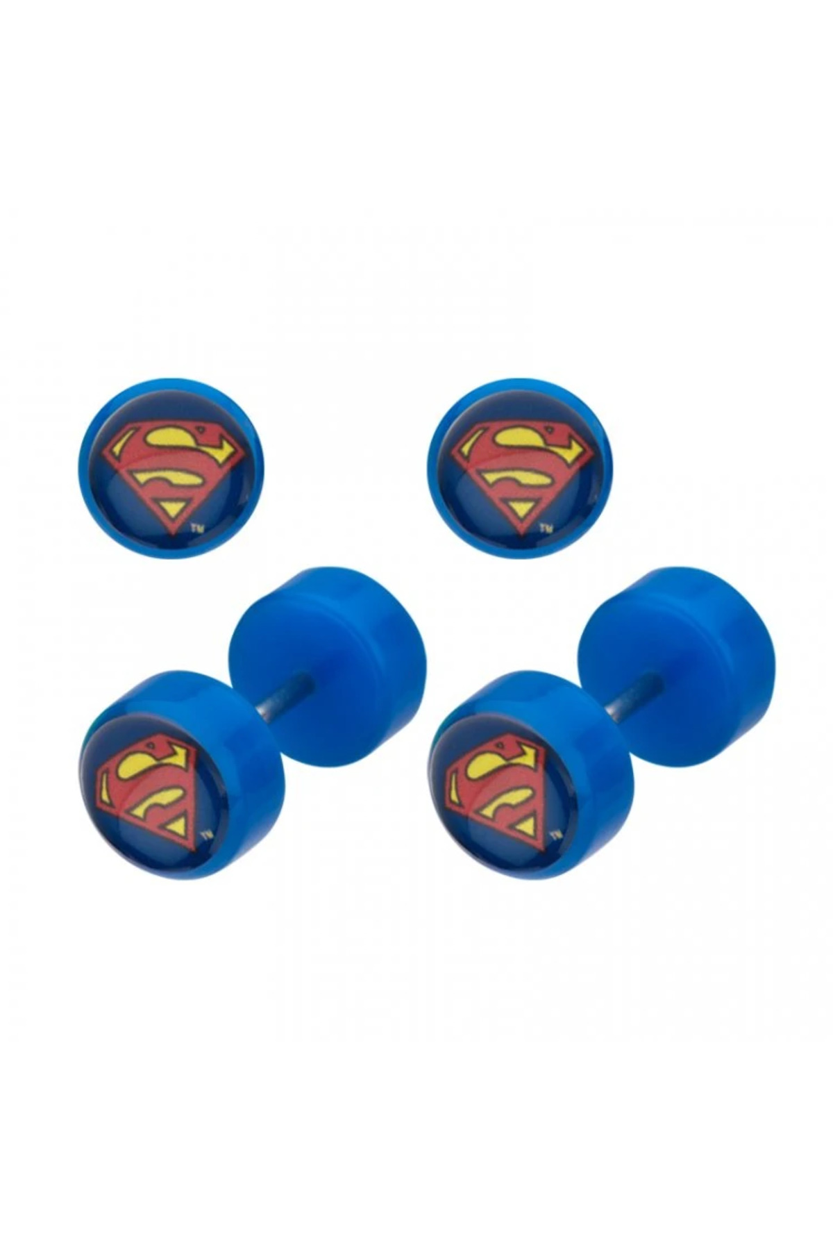 Body Vibe DC Comics 18g Akrilik Vidalı Küpe Superman Logo Front