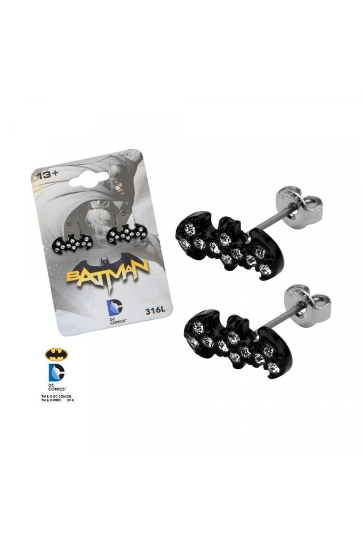 Body Vibe DC Comics Siyah Kaplama Batman Clear Gems Geçmeli Küpe