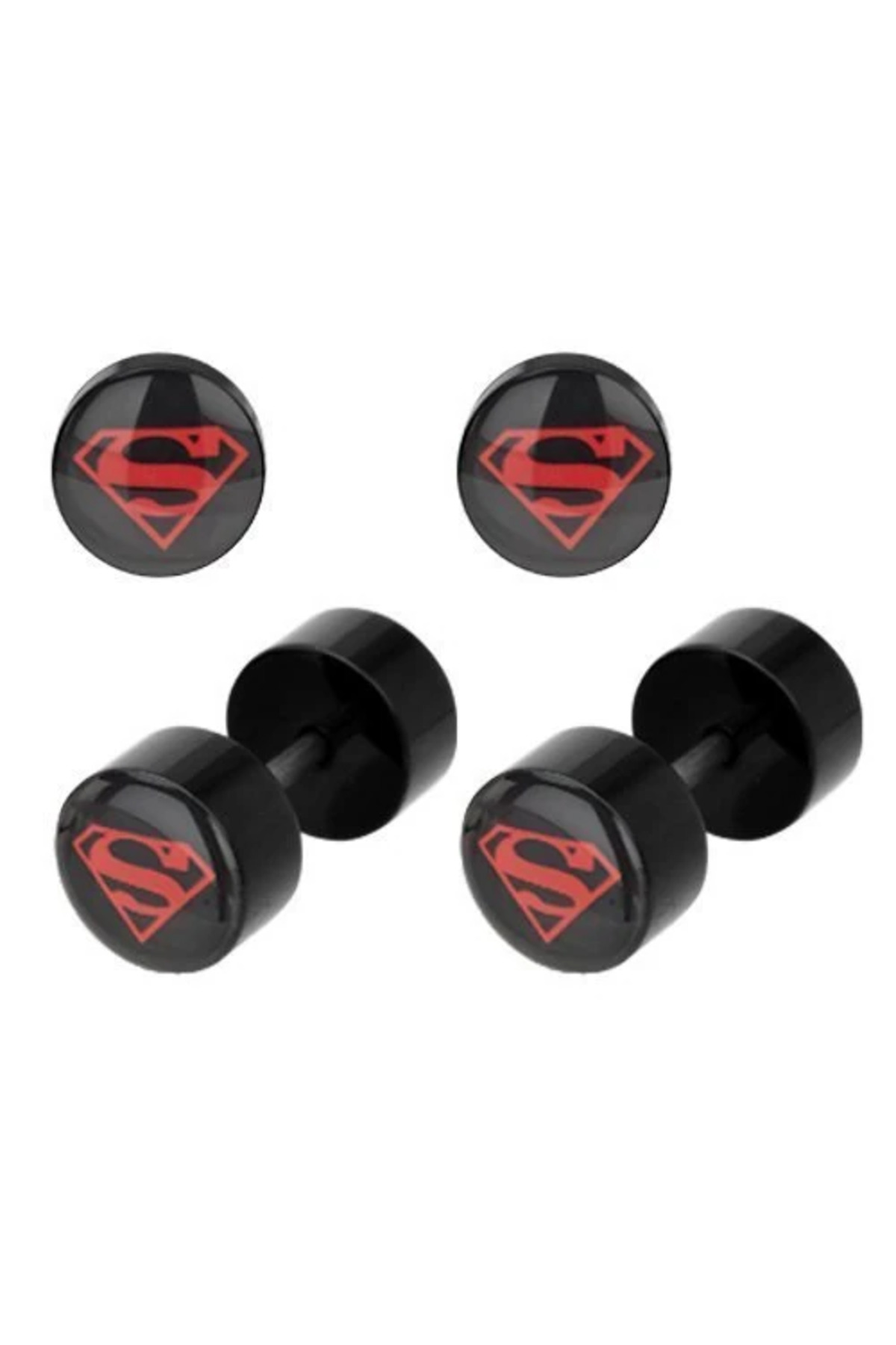 Body Vibe DC Comics 18g Akrilik Vidalı Küpe Superman Logo Front